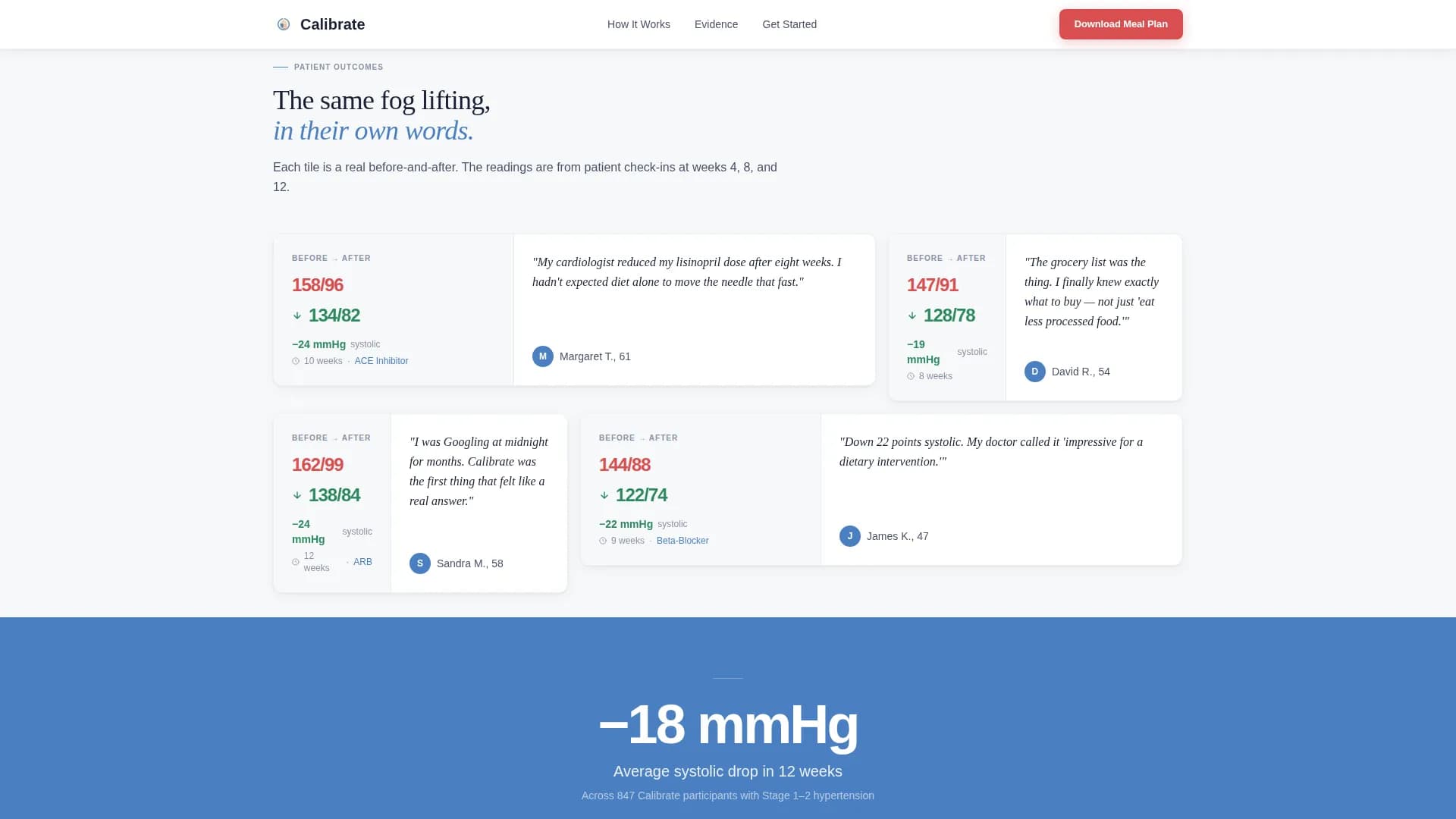 Calibrate - Hypertension Nutrition Landing Page Template