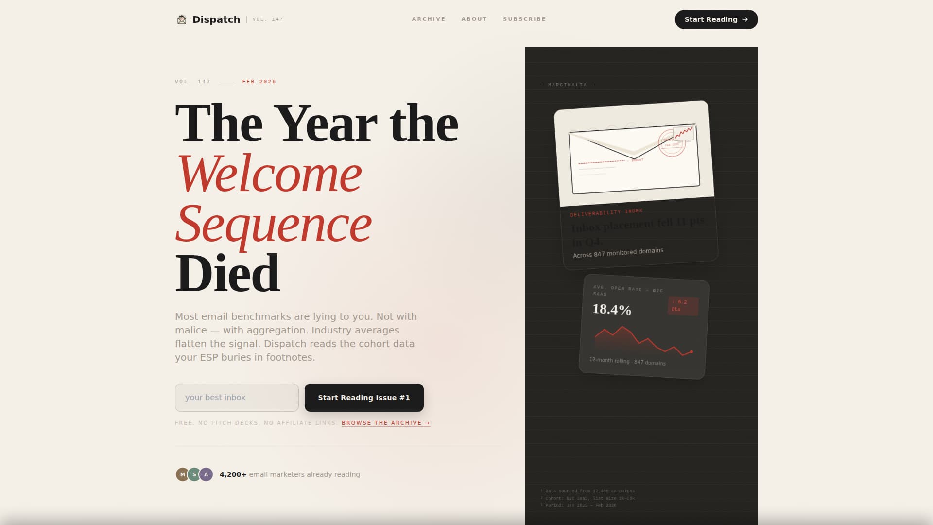Dispatch - Obsessive Email Marketing Landing Page Template