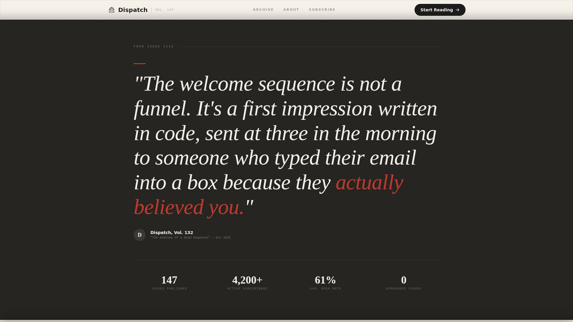 Dispatch - Obsessive Email Marketing Landing Page Template