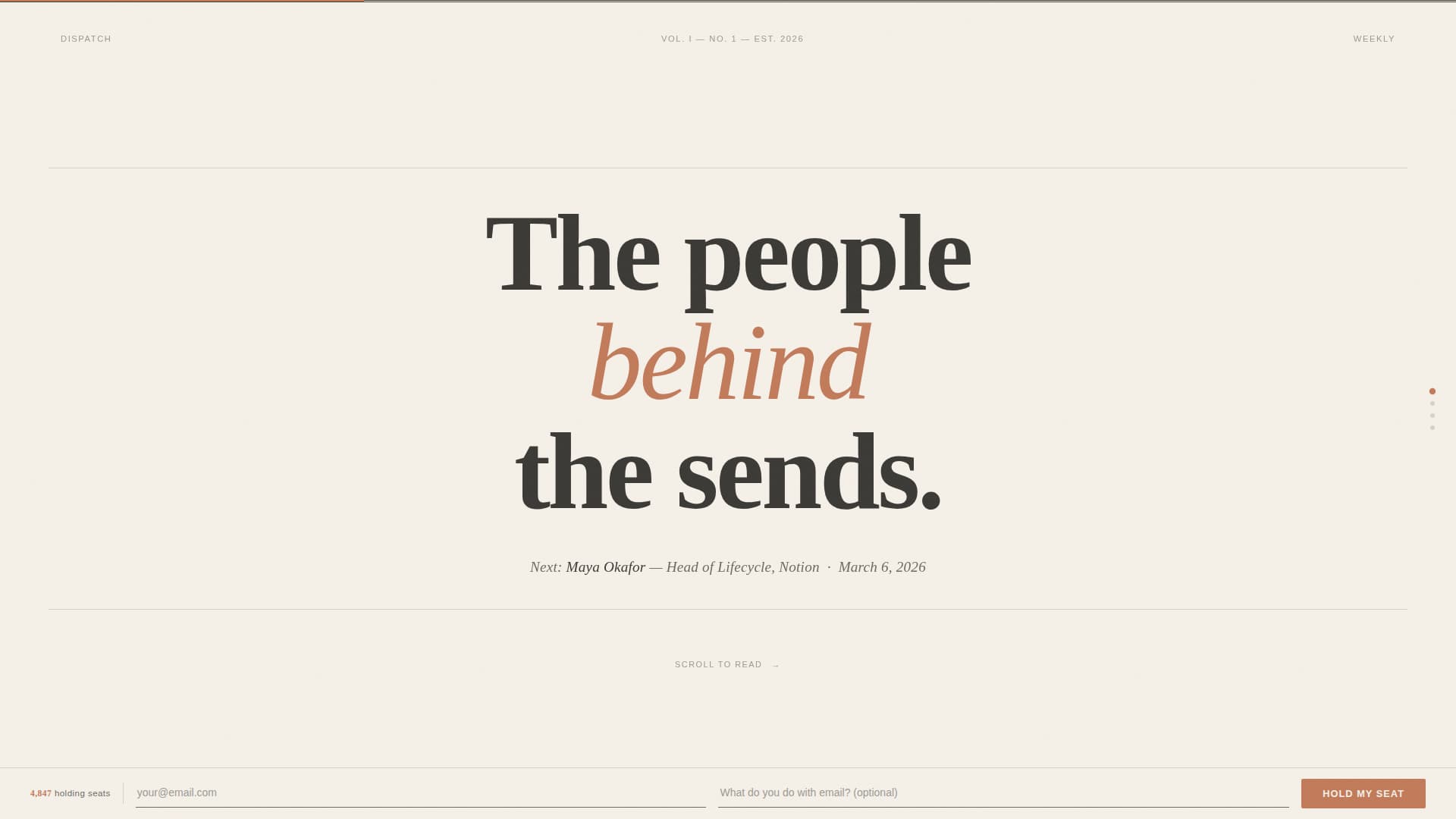 Dispatch - Curated Email Marketing Landing Page Template
