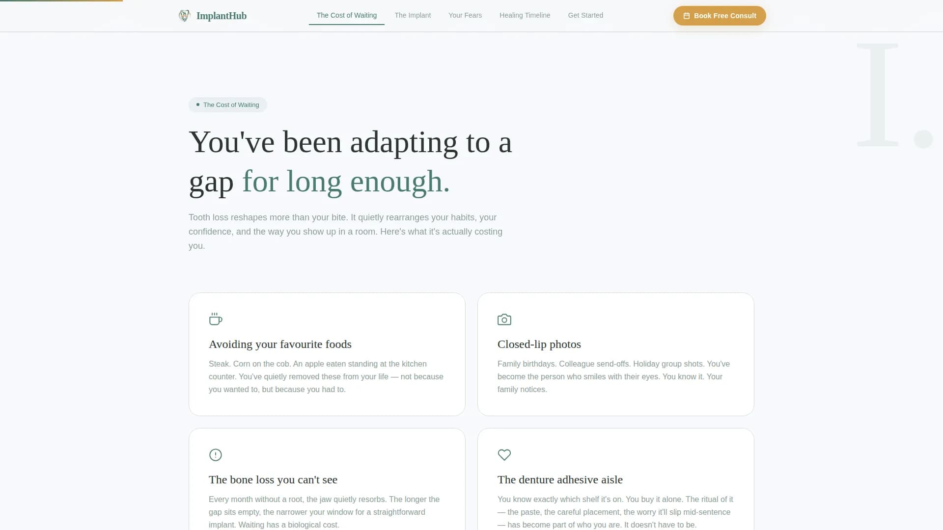 Implant - Consultation Booking Landing Page Template