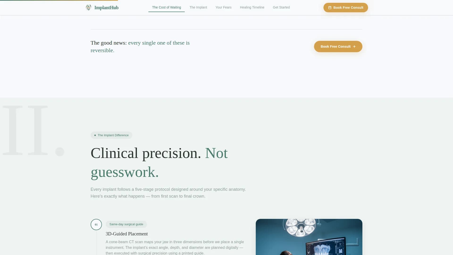Implant - Consultation Booking Landing Page Template