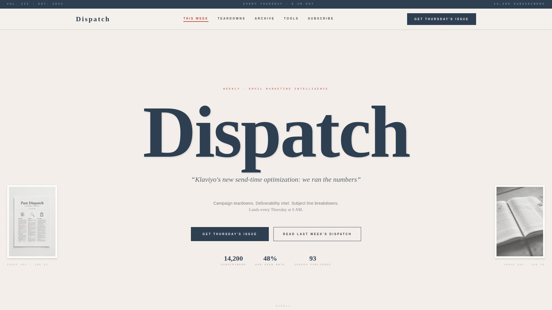 Dispatch — Proven Tech Newsletter Landing Page Template