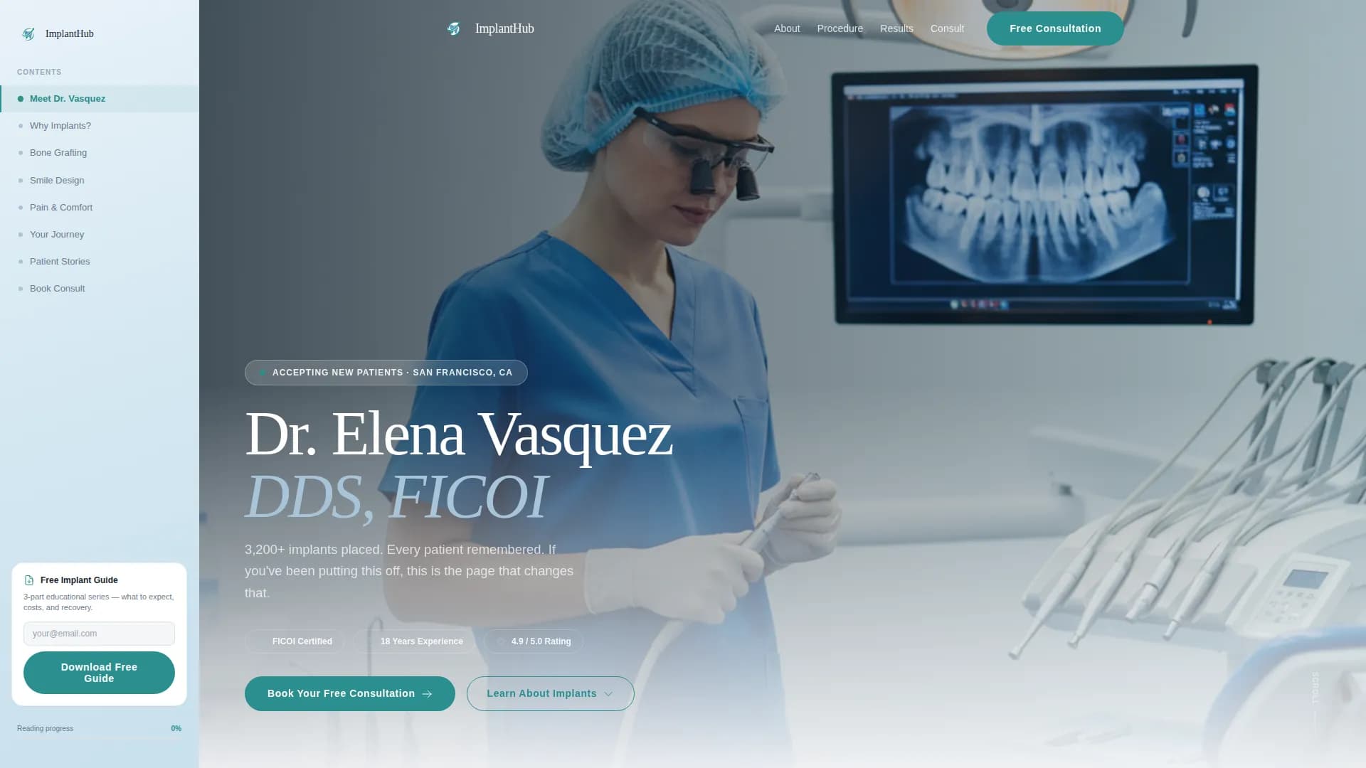 Implant - Patient Education Landing Page Template