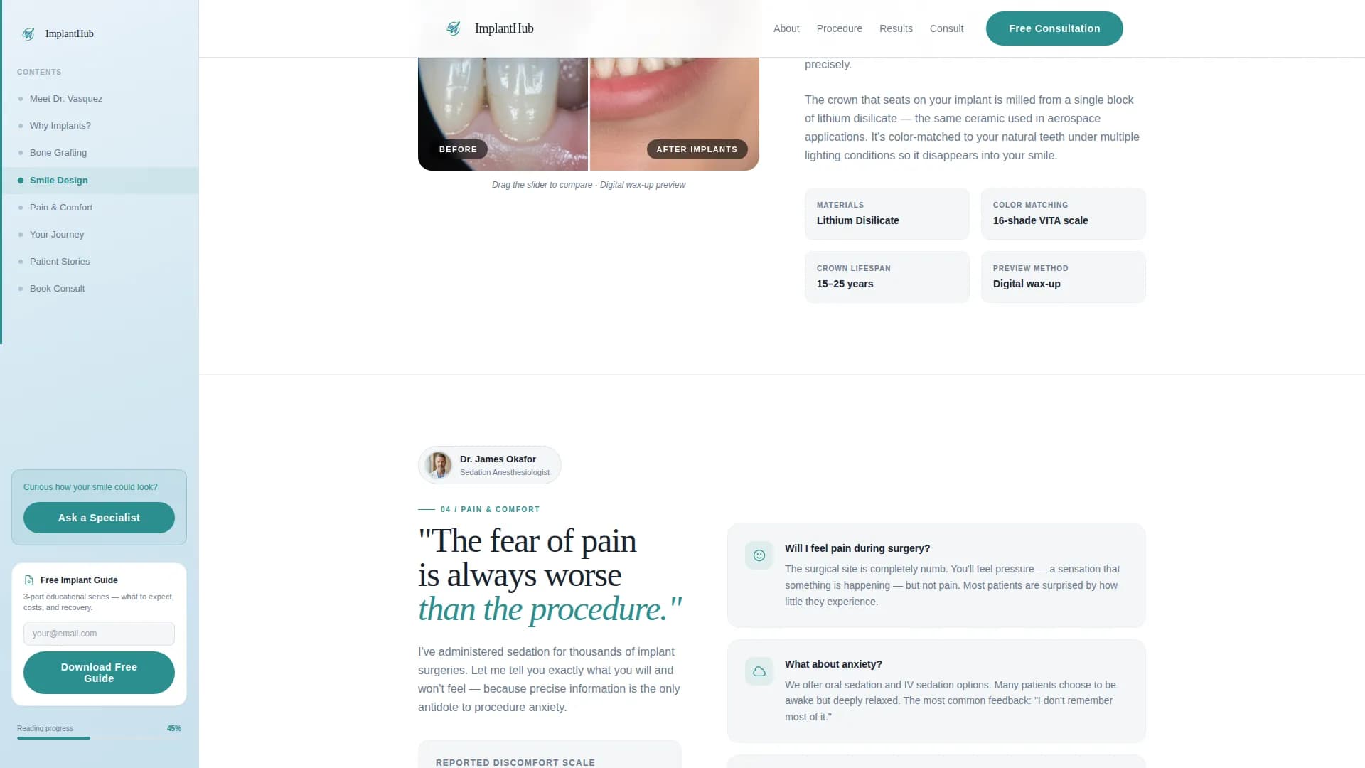 Implant - Patient Education Landing Page Template
