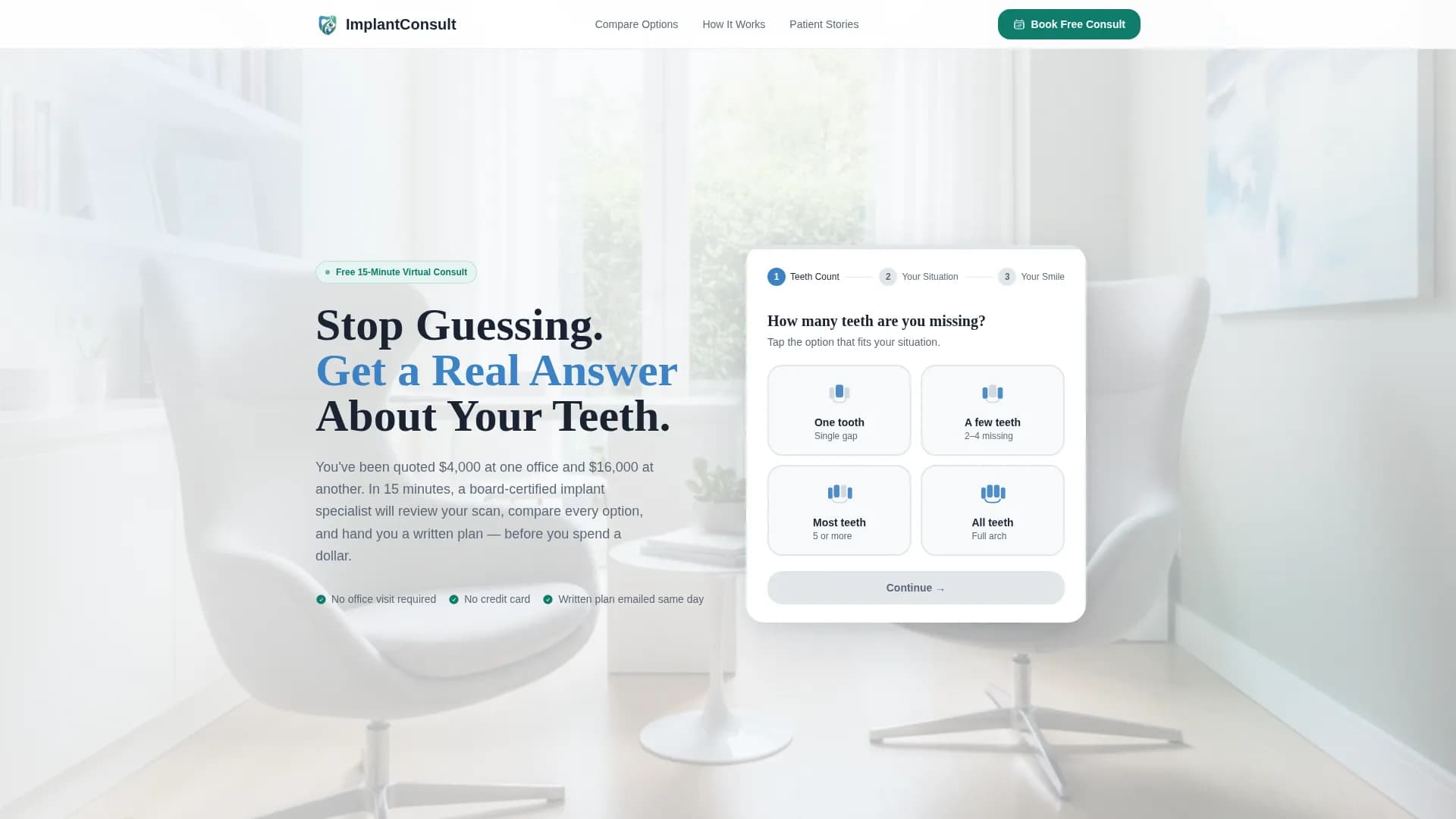 Implant - Virtual Consultation Landing Page Template