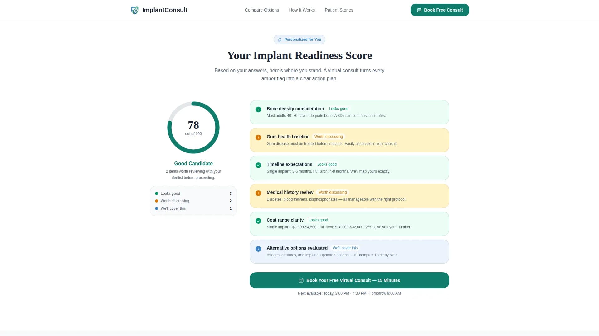 Implant - Virtual Consultation Landing Page Template