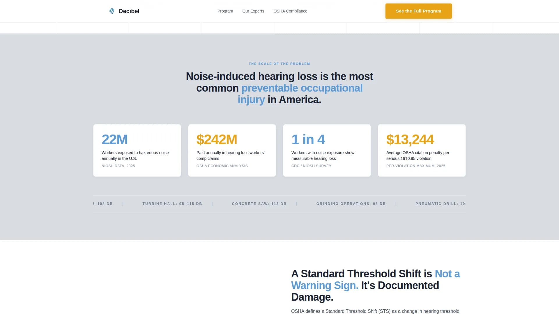 Decibel - Hearing Conservation Landing Page Template