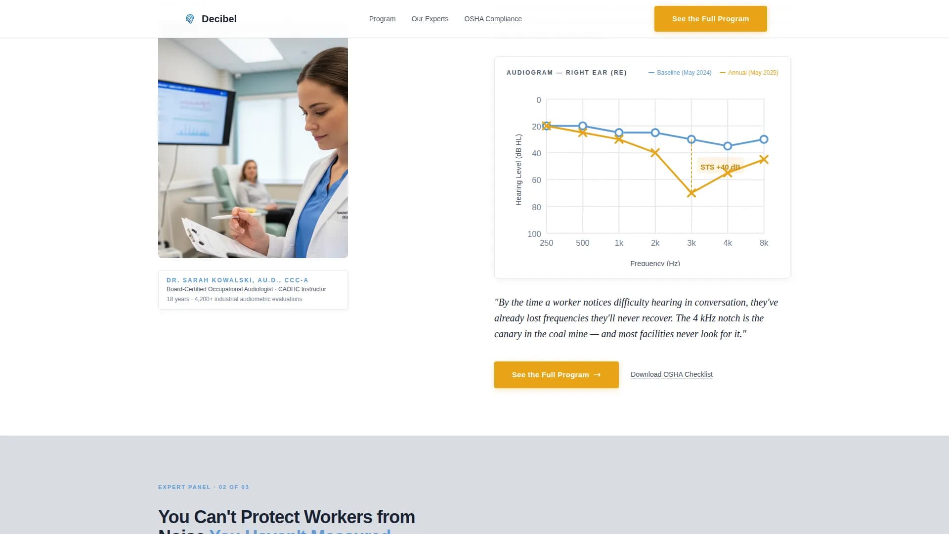 Decibel - Hearing Conservation Landing Page Template