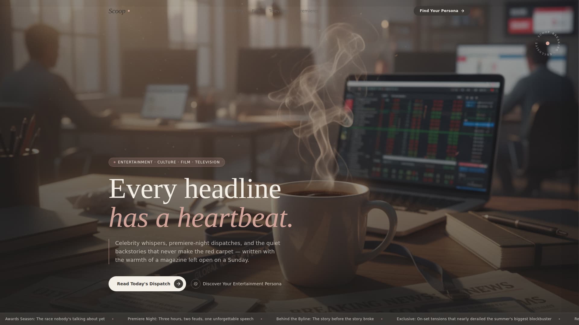 Scoop - Timeless Entertainment Landing Page Template
