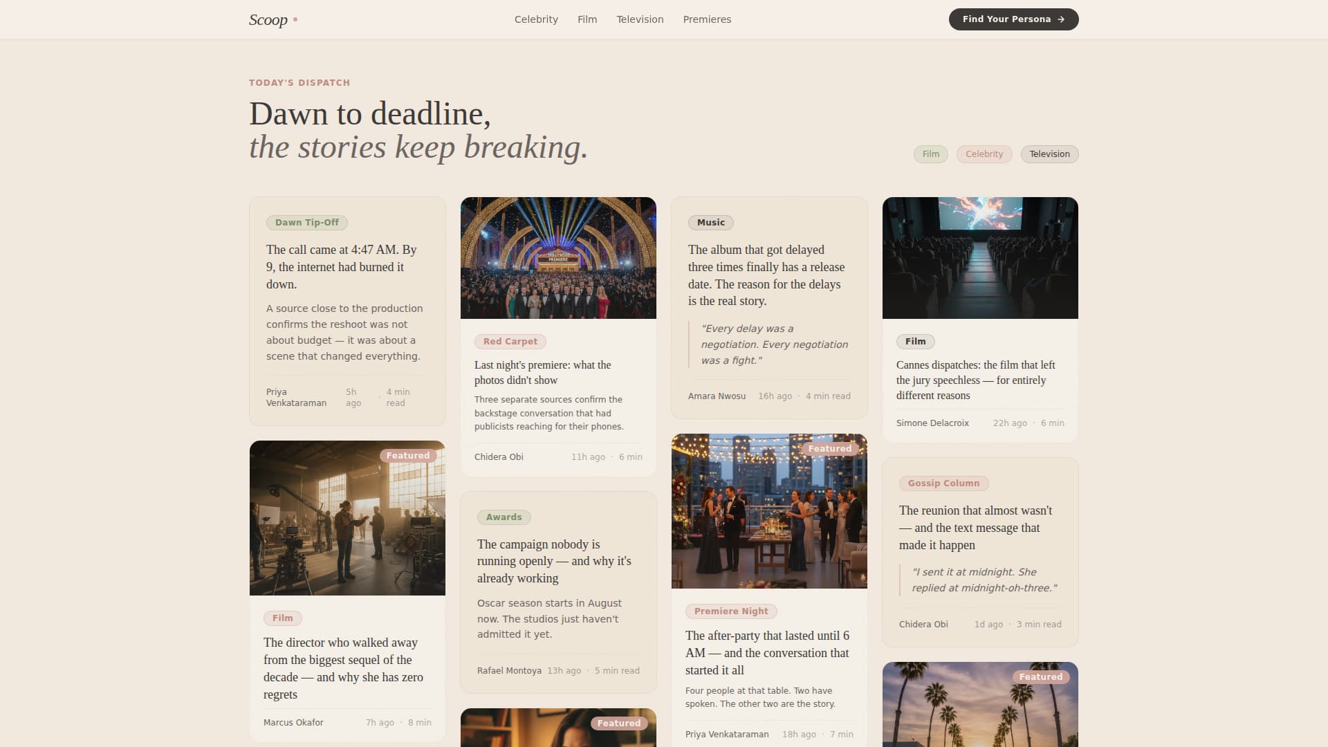 Scoop - Timeless Entertainment Landing Page Template