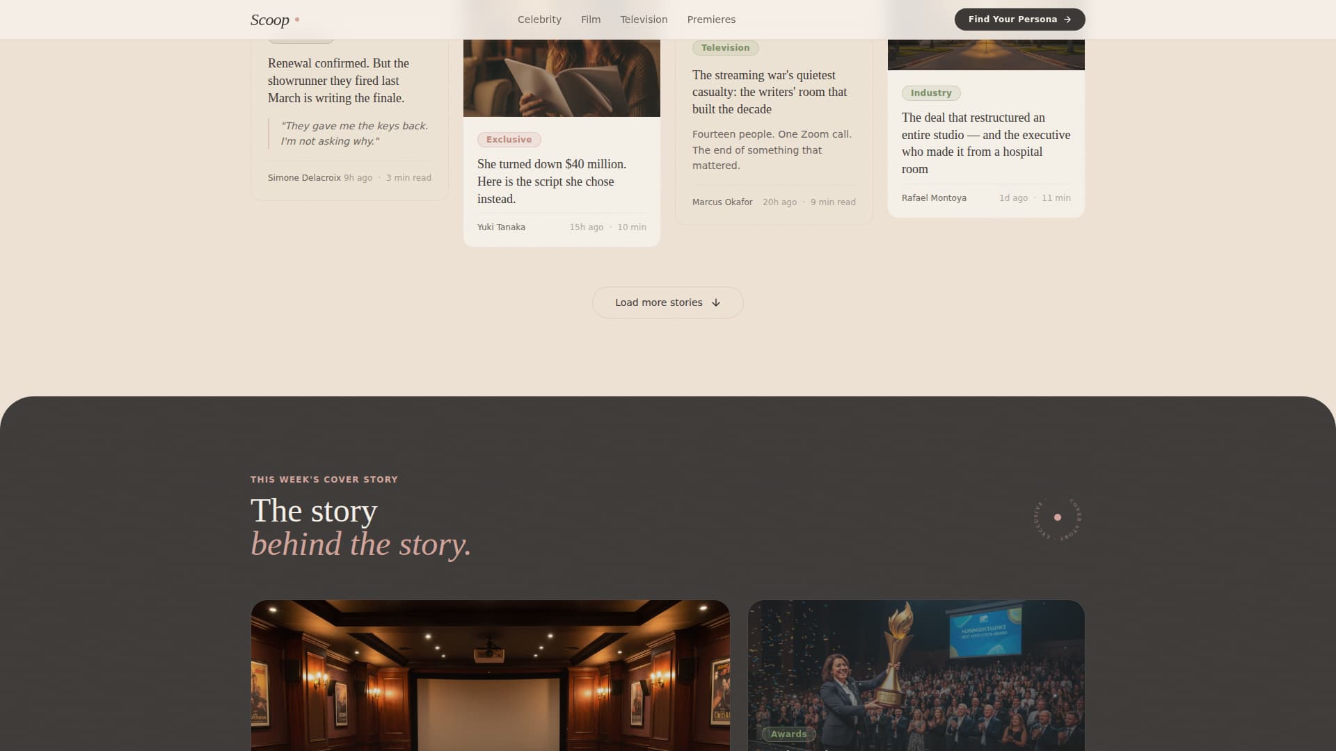 Scoop - Timeless Entertainment Landing Page Template