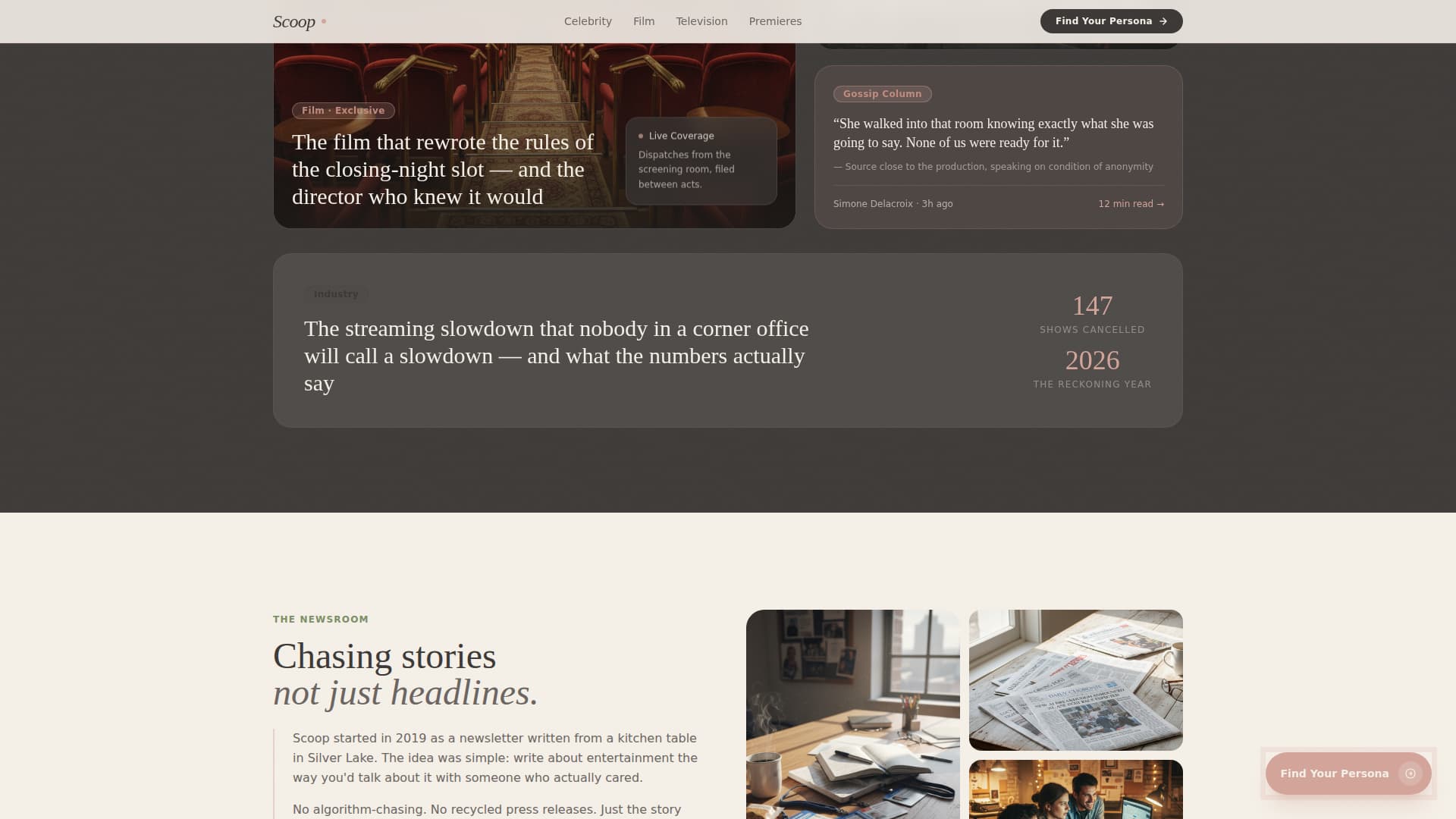 Scoop - Timeless Entertainment Landing Page Template