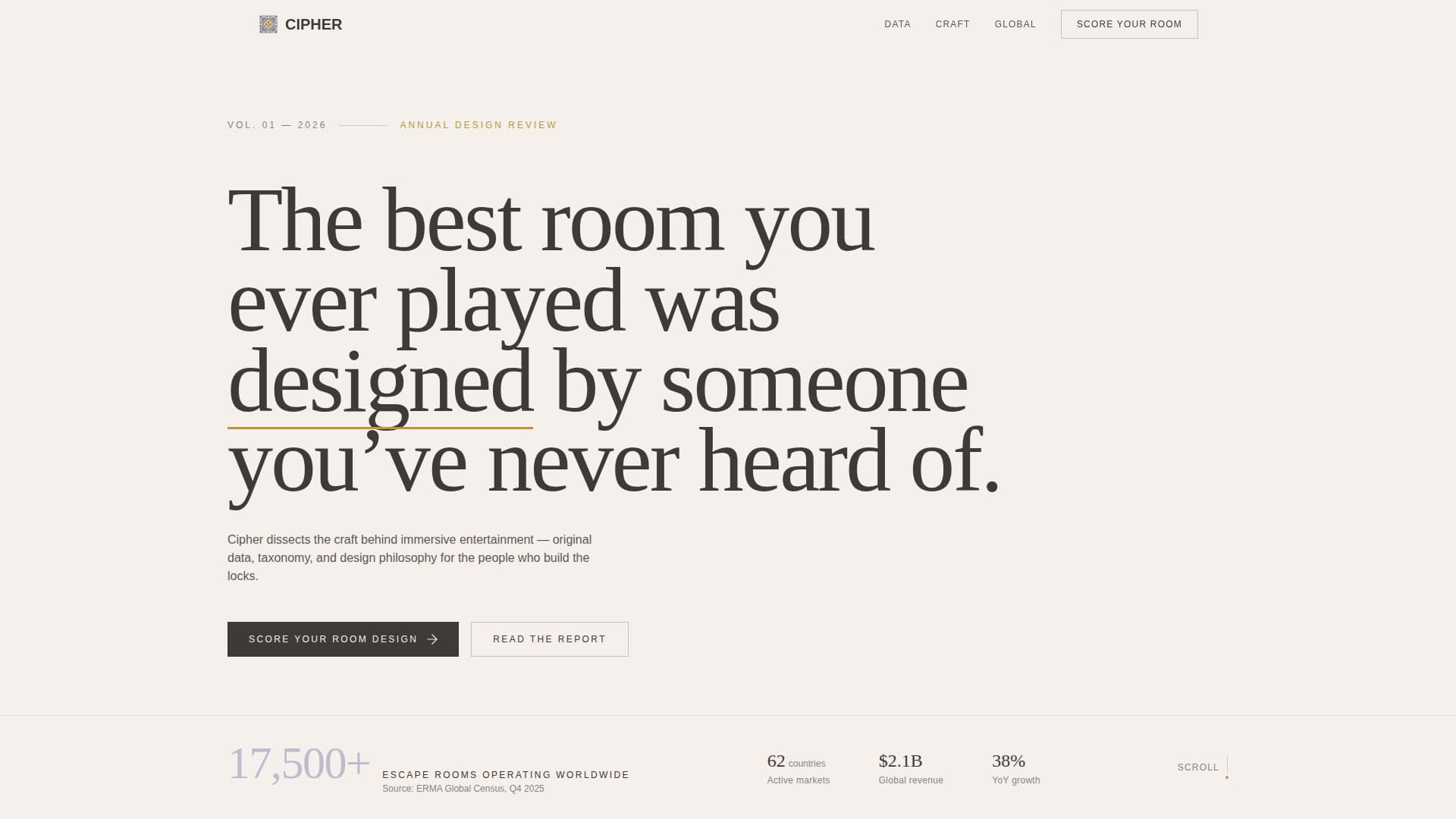 Cipher - Immersive Escaperoom Landing Page Template
