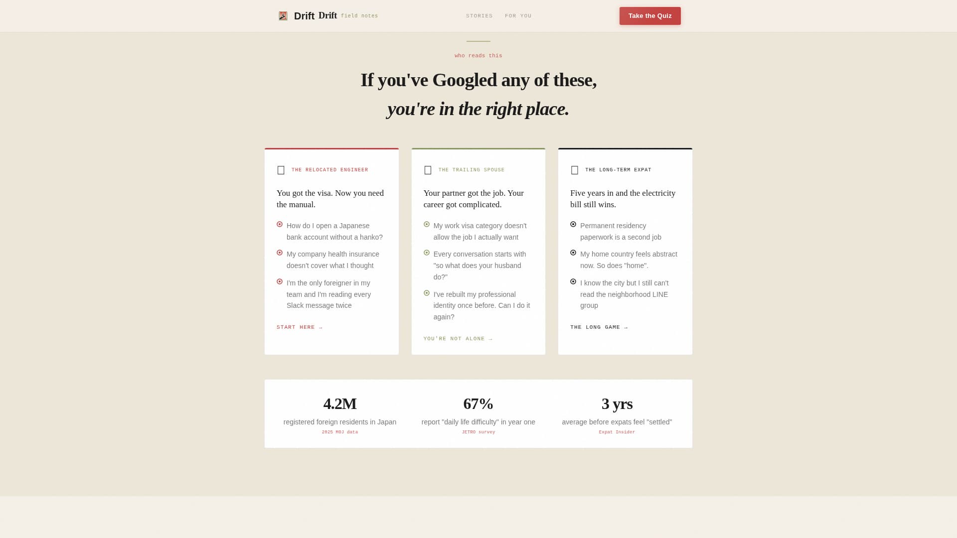 Drift - Wanderlust Expat Landing Page Template