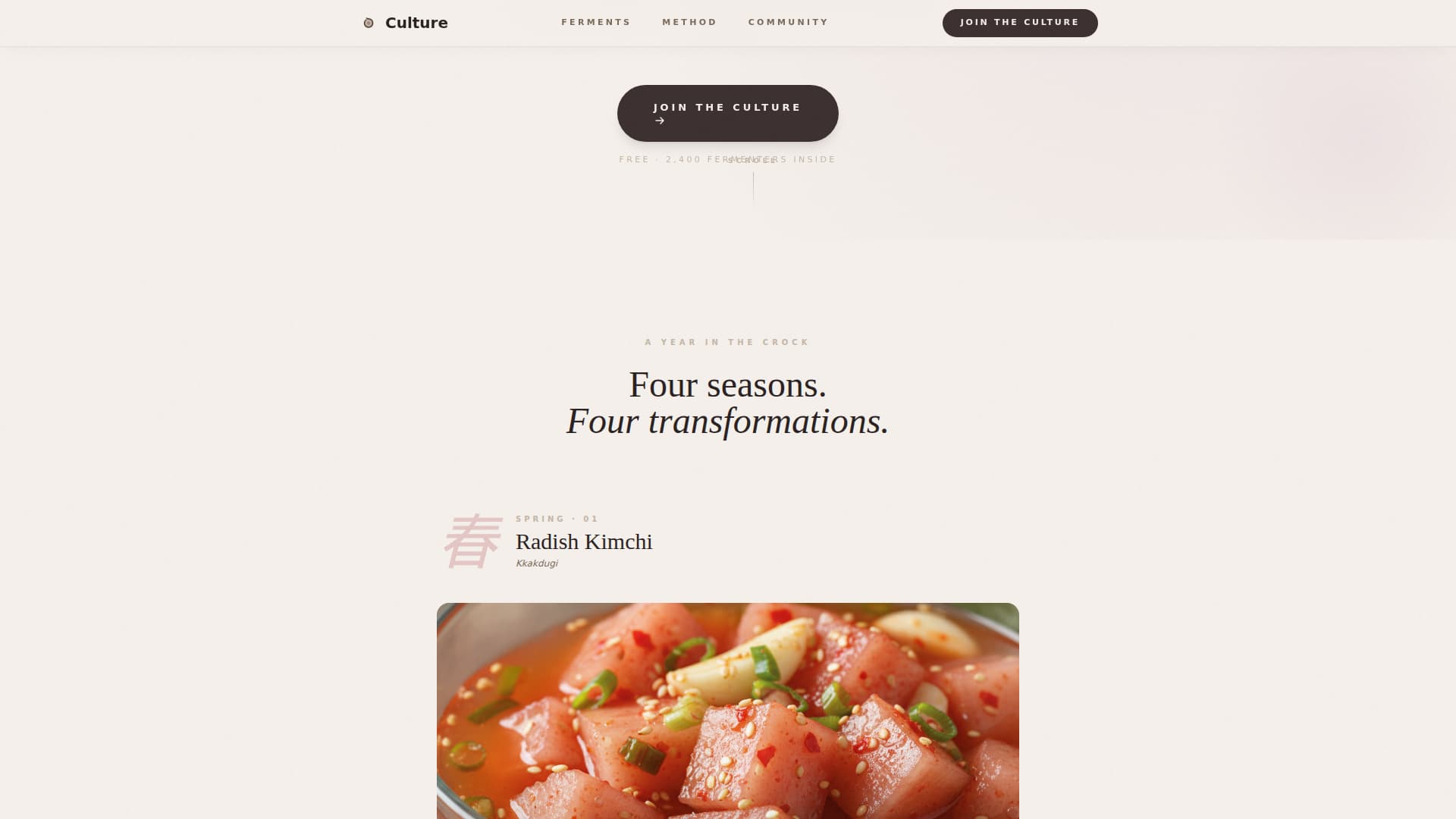 Culture - Artisan Fermentation Landing Page Template