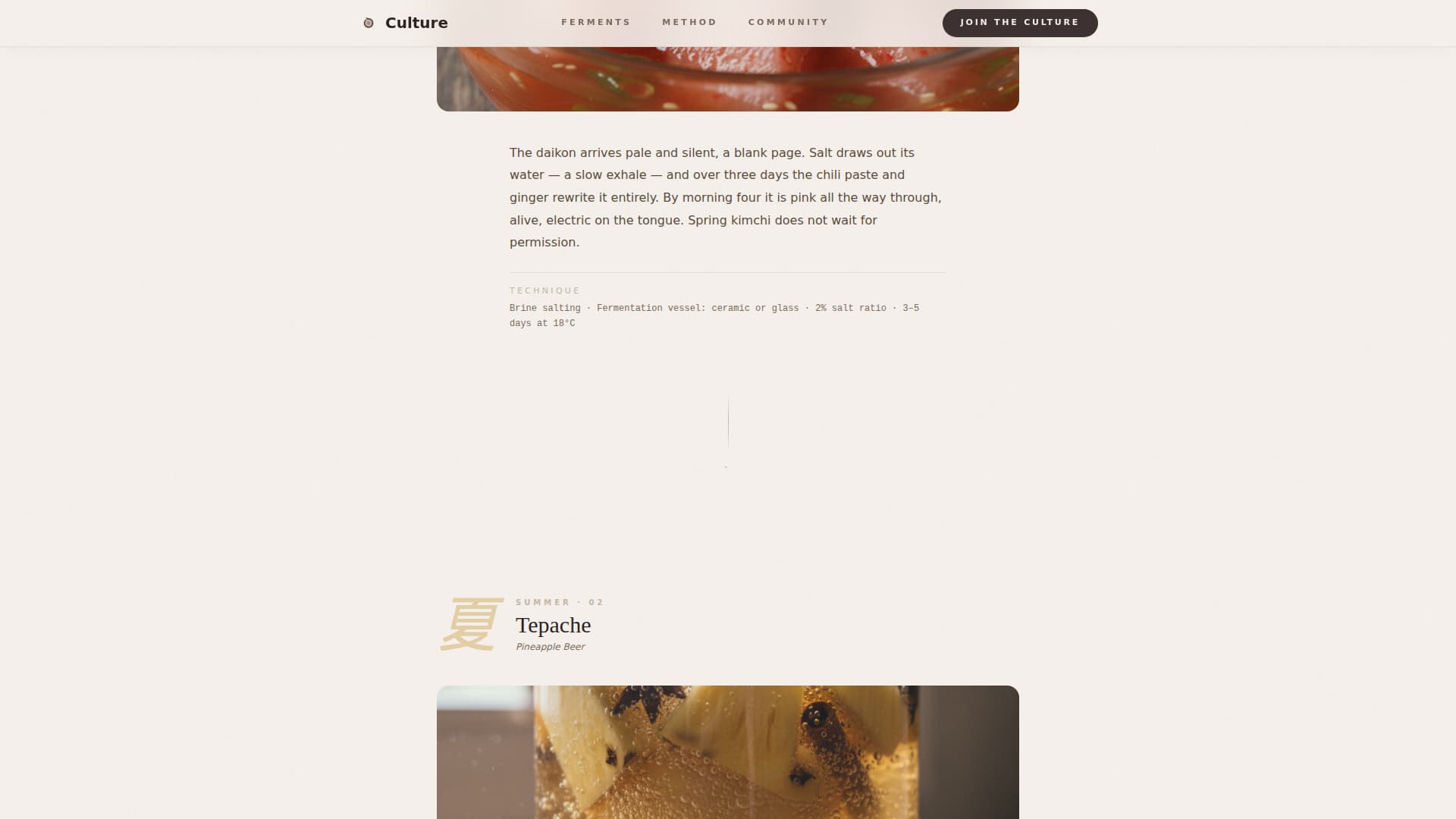 Culture - Artisan Fermentation Landing Page Template