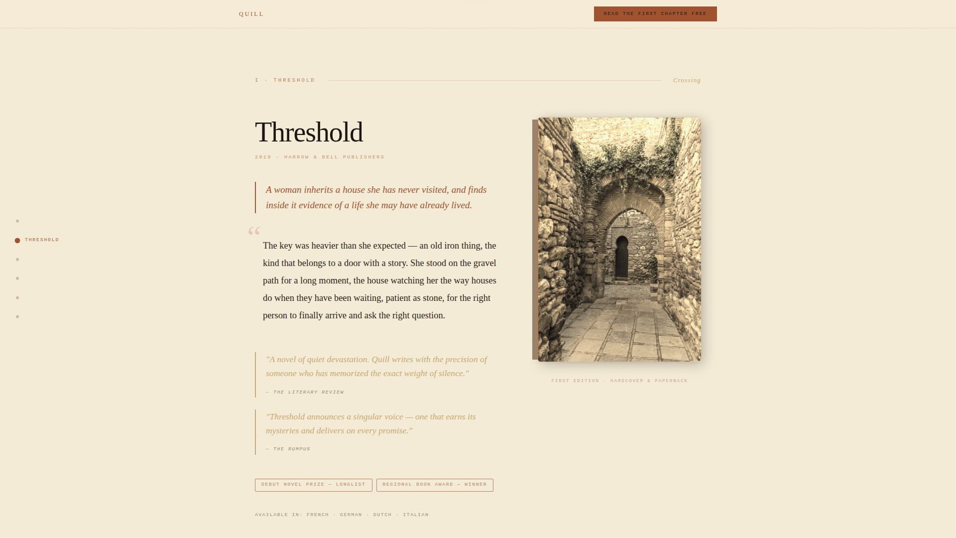 Quill - Captivating Fiction Author Landing Page Template