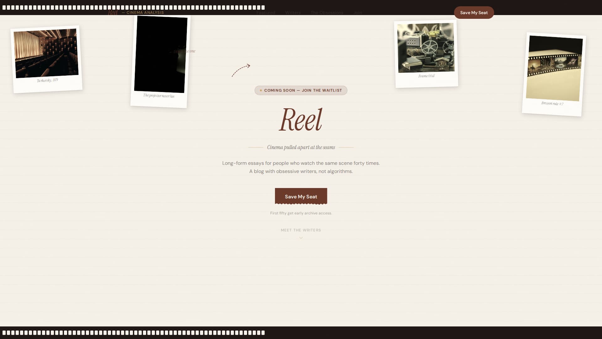 Reel — Editorial Cinematography Landing Page Template