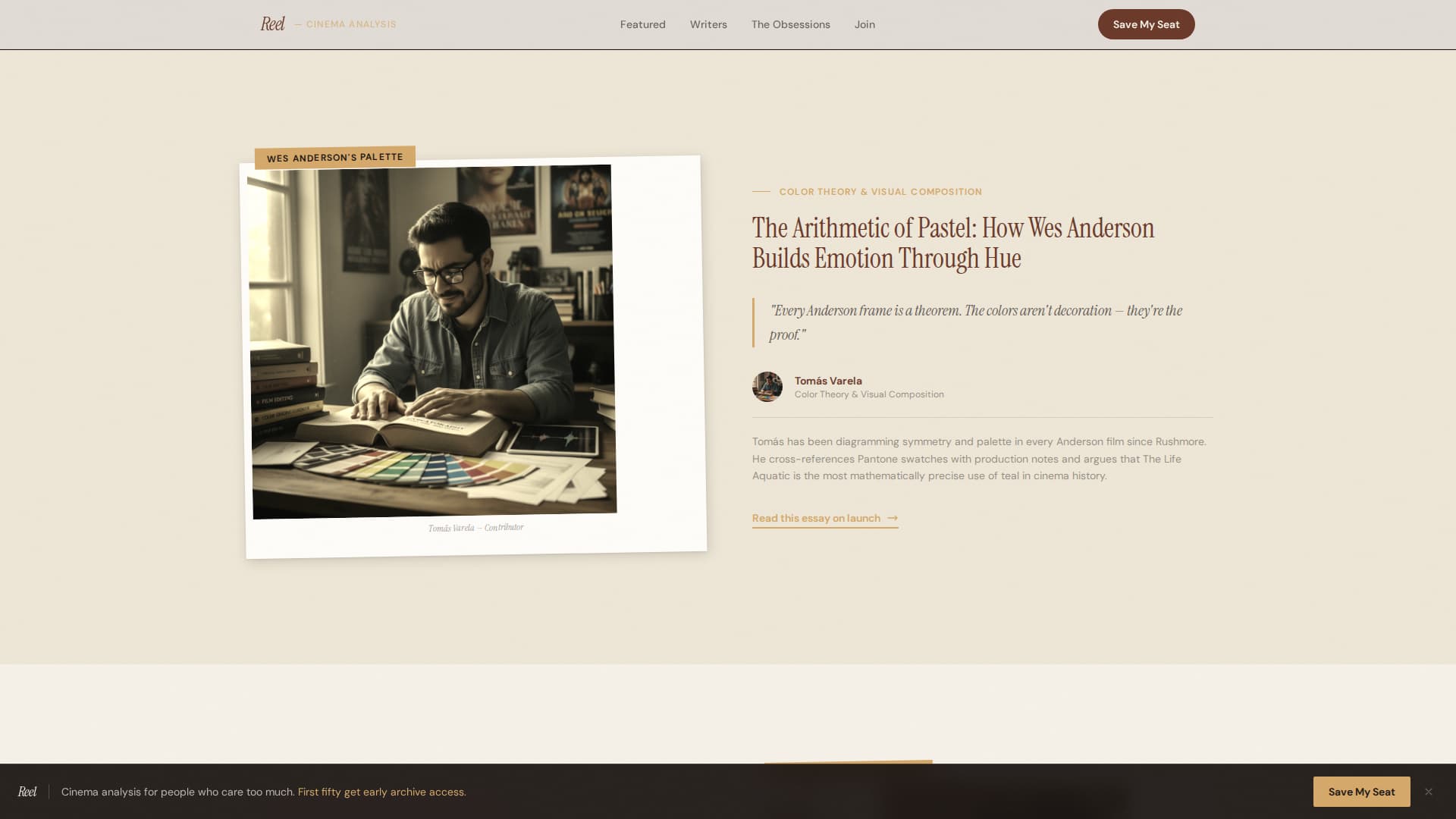 Reel — Editorial Cinematography Landing Page Template