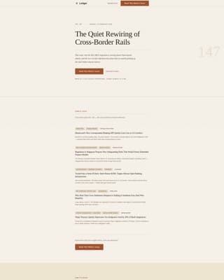 Ledger - Heritage Fintech Landing Page Template