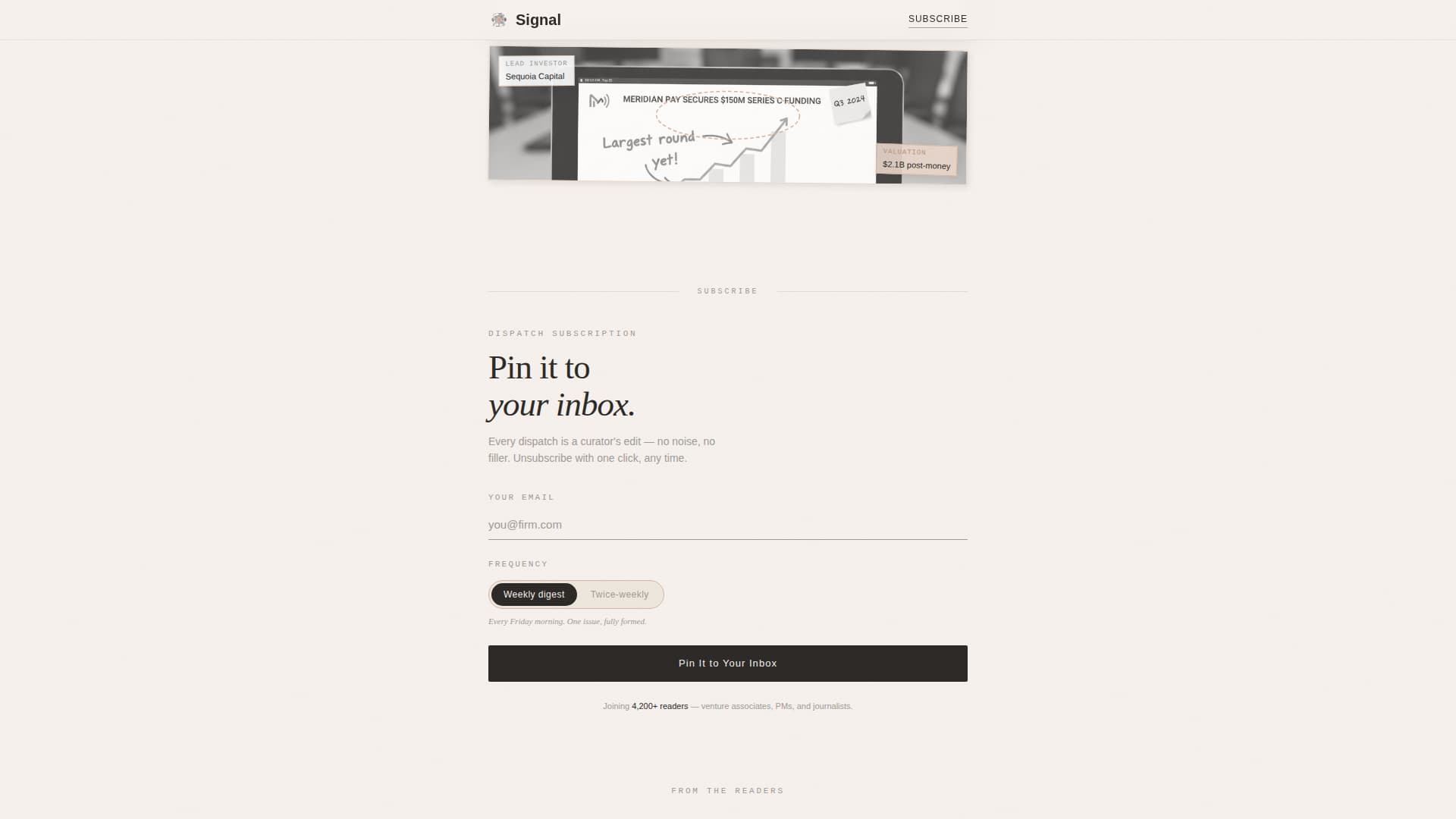 Signal - Curated Fintech Landing Page Template