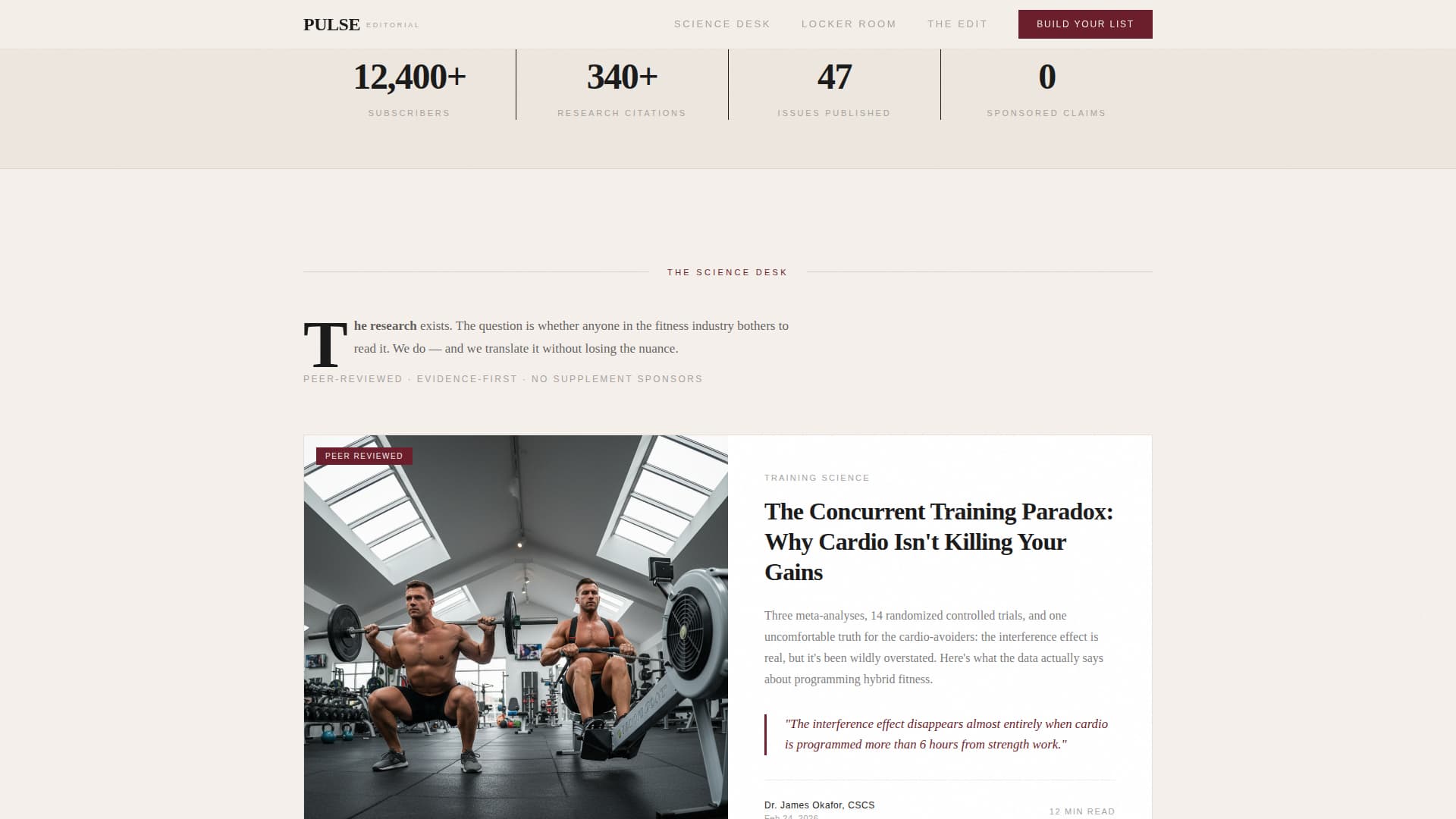 Pulse - Editorial Fitness Landing Page Template