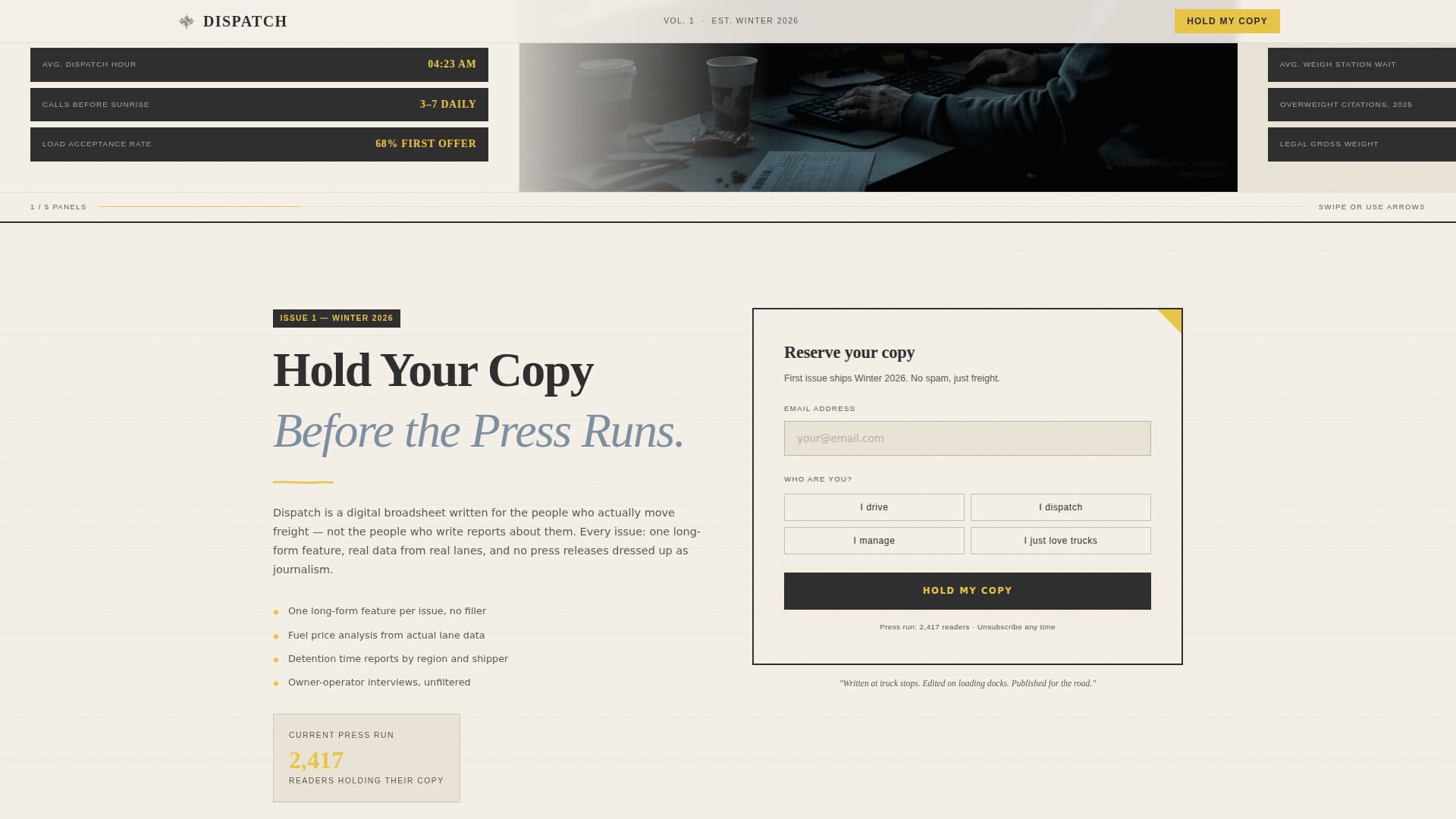 Dispatch - Bold Logistics Landing Page Template