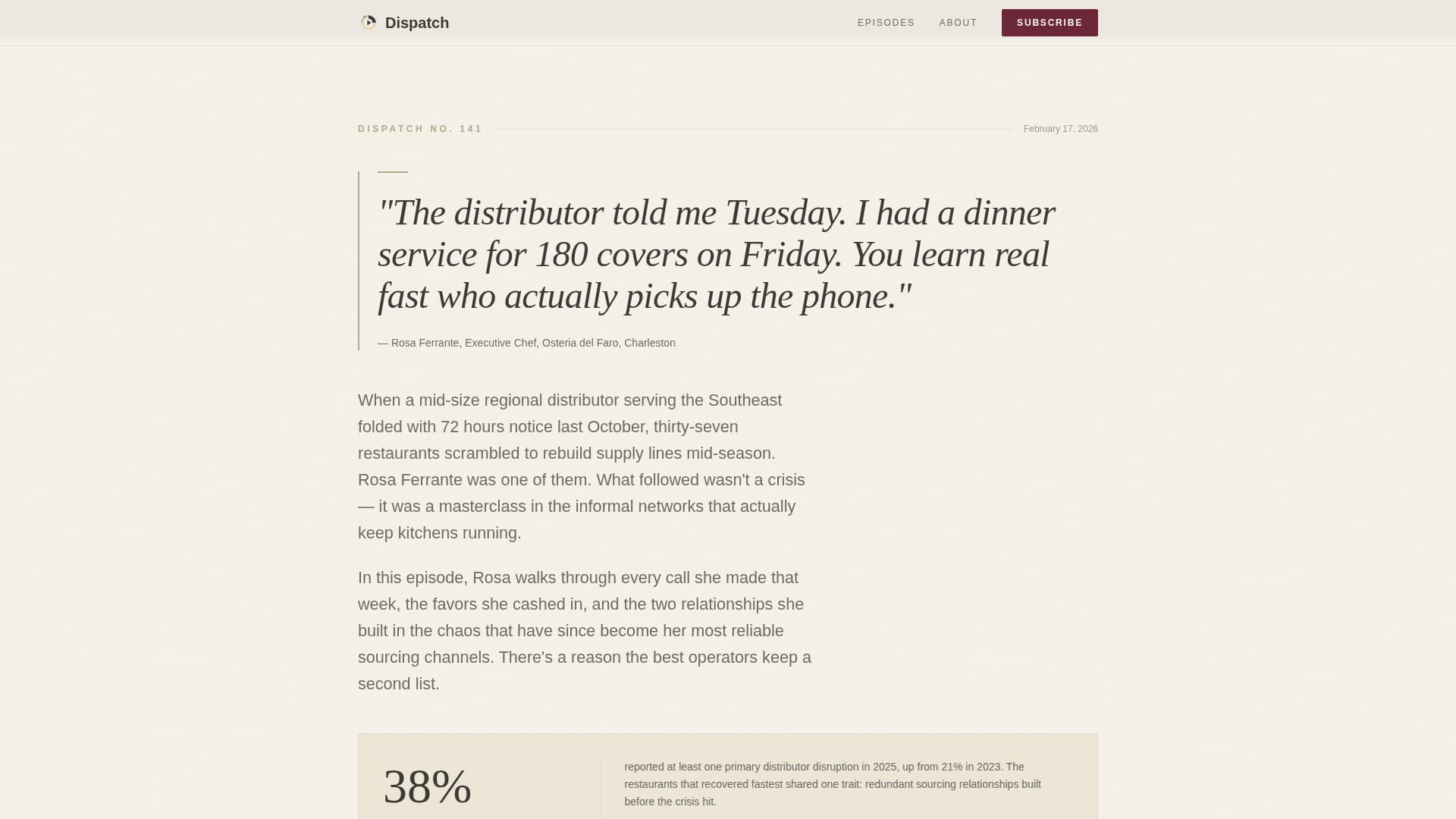 Dispatch - Compelling Food Industry Landing Page Template
