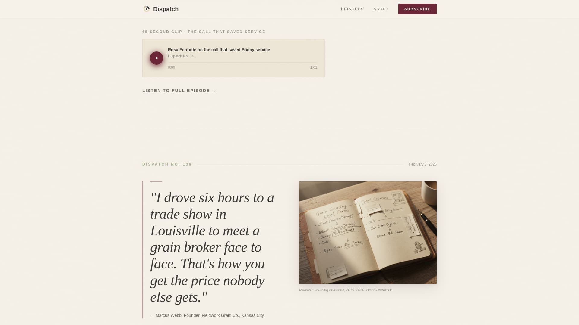 Dispatch - Compelling Food Industry Landing Page Template