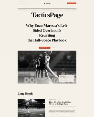 Tactics Page - Authoritative Football Landing Page Template