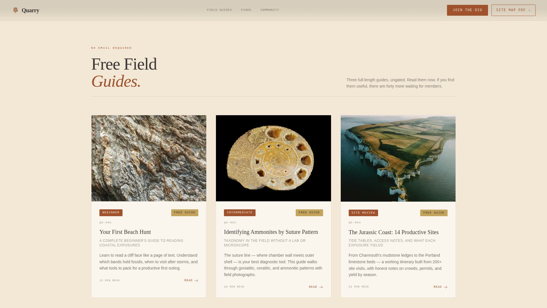 Quarry - Captivating Fossil Hunting Landing Page Template