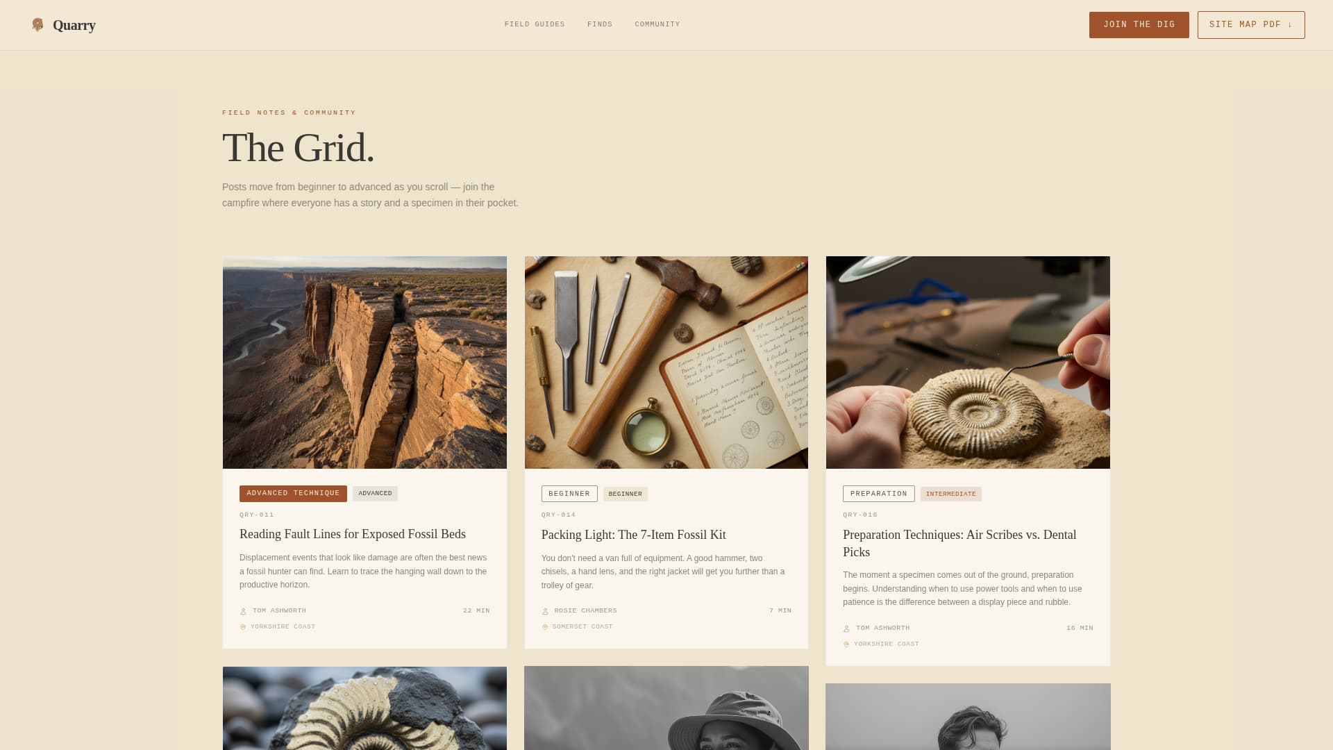 Quarry - Captivating Fossil Hunting Landing Page Template
