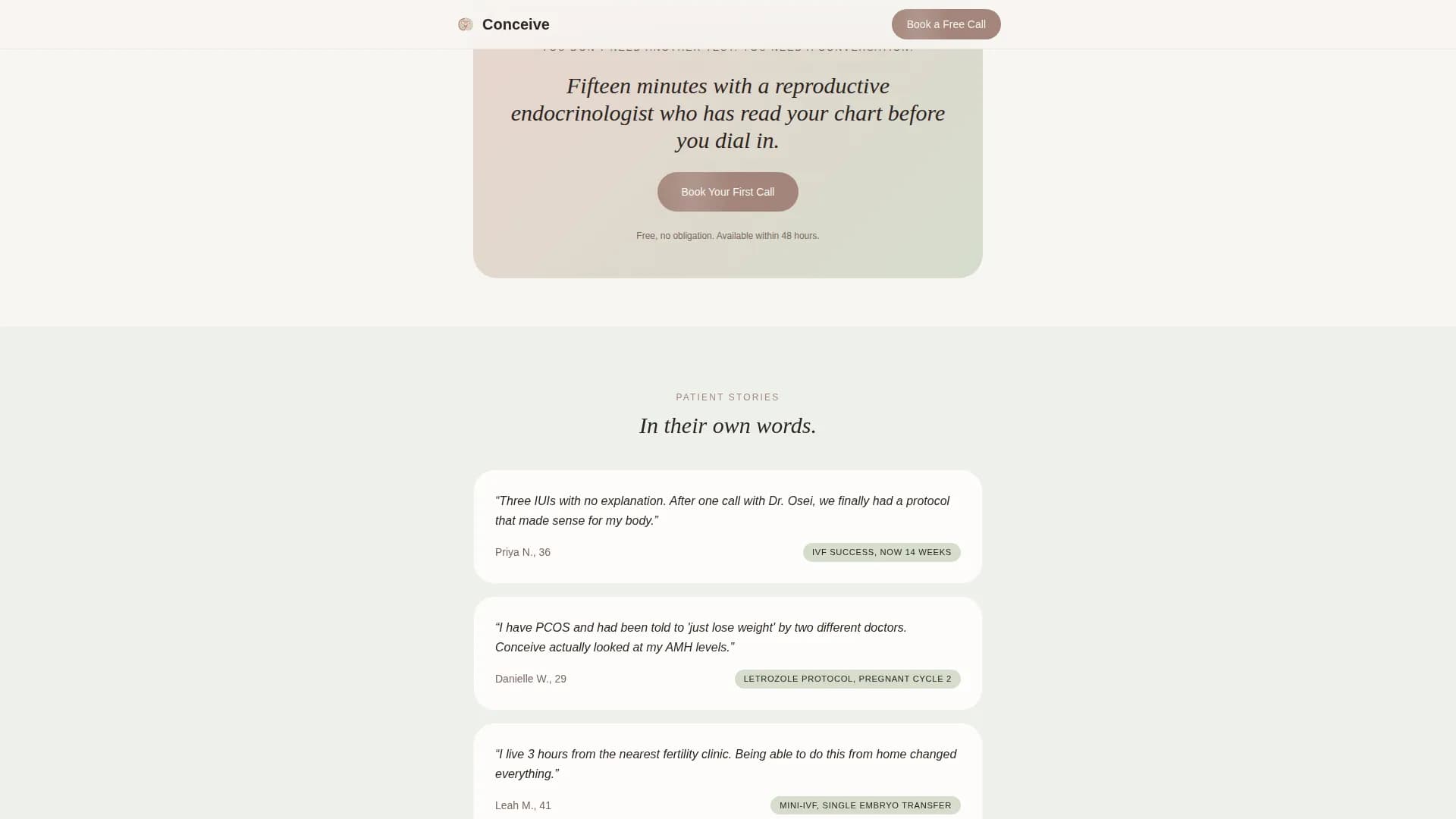 Infertility Care Booking Website Template