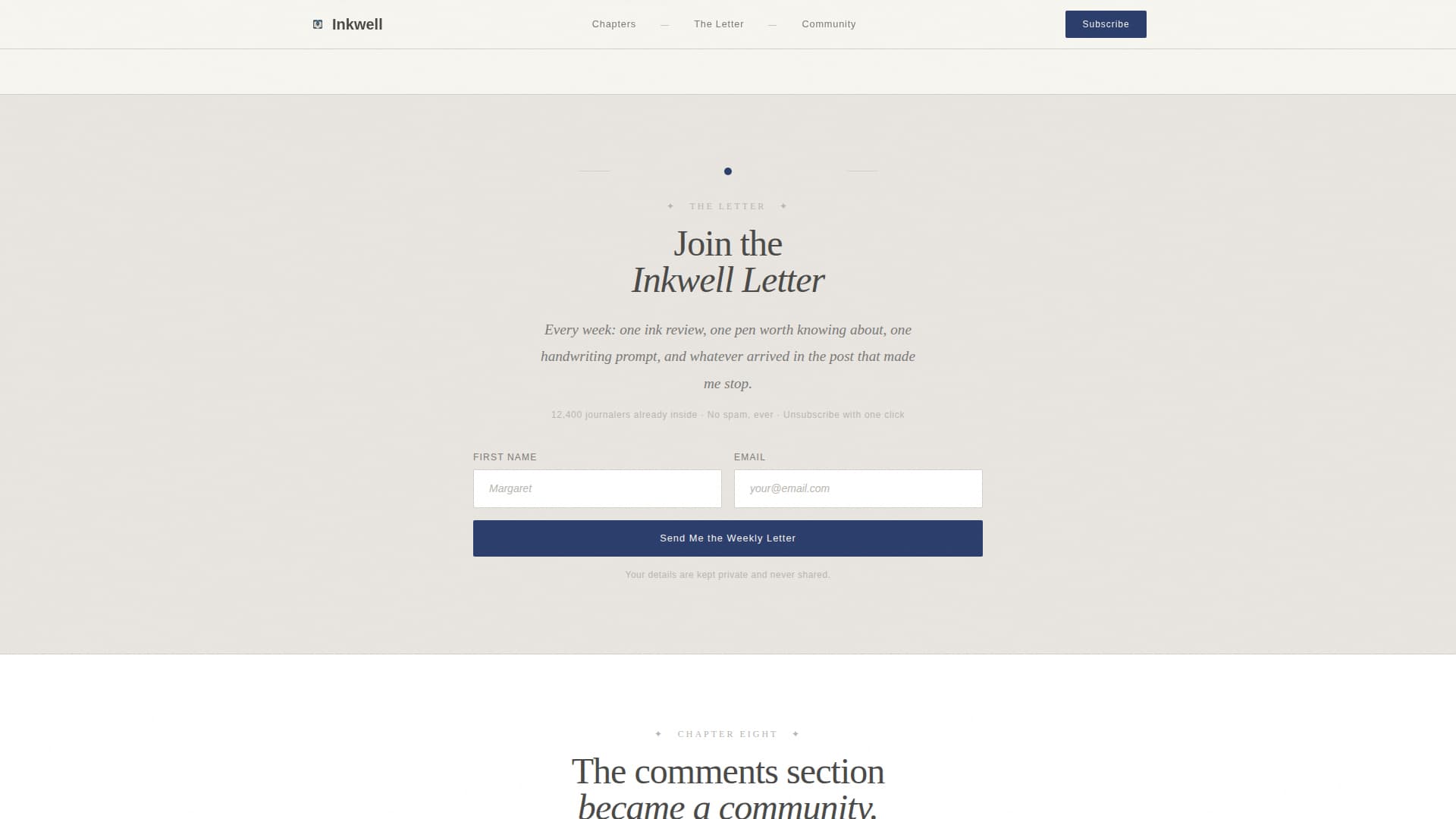 Inkwell - Elegant Stationery Landing Page Template