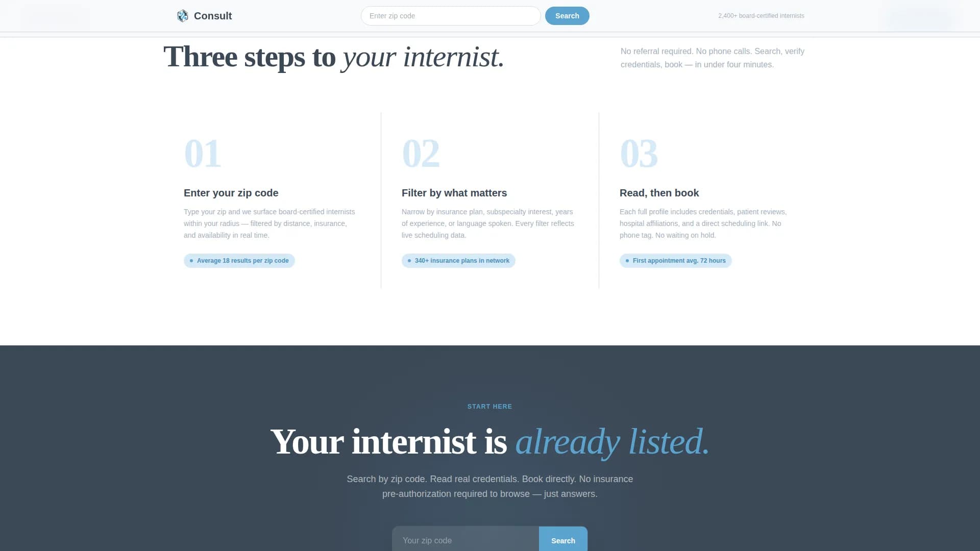 Internist Booking Website Template