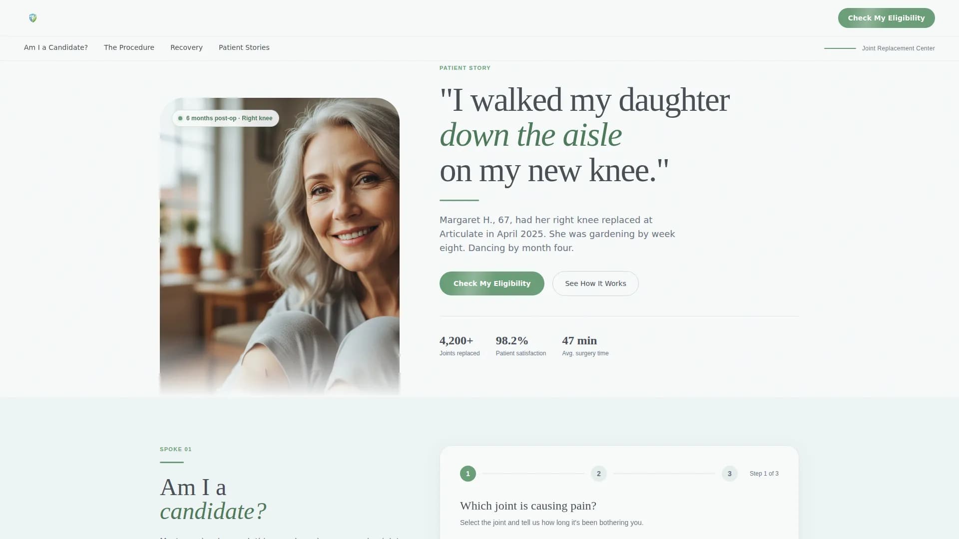 Stride - Joint Replacement Landing page Template