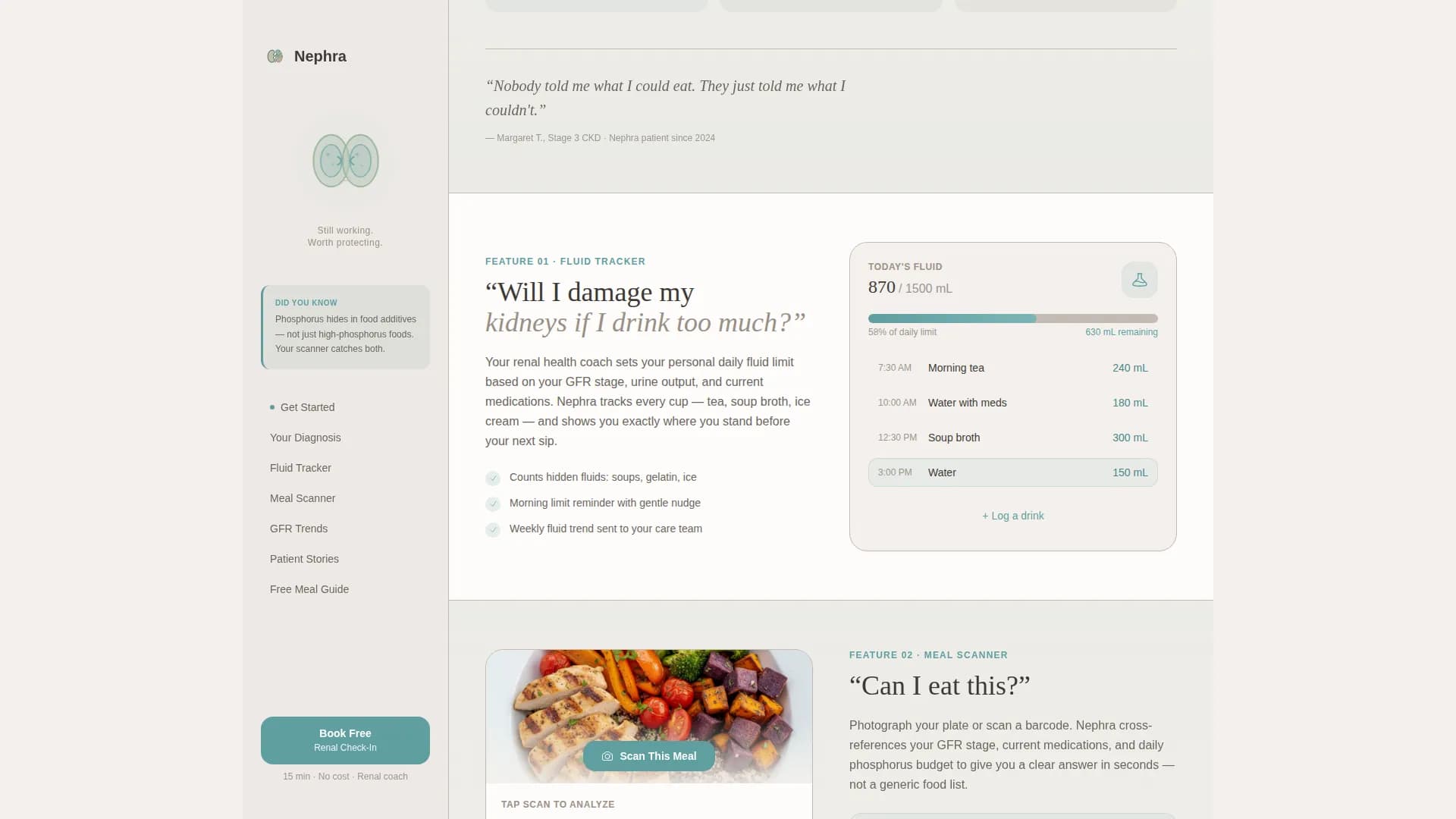 Nephra - CKD Digital Therapy Landing page Template