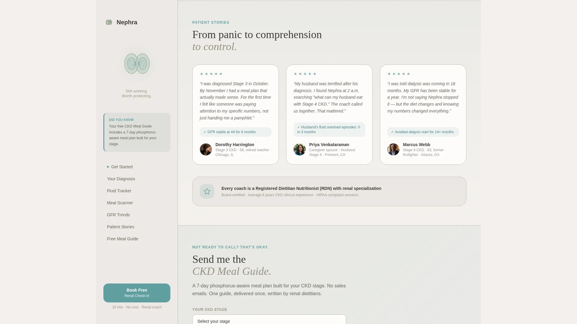 Nephra - CKD Digital Therapy Landing page Template