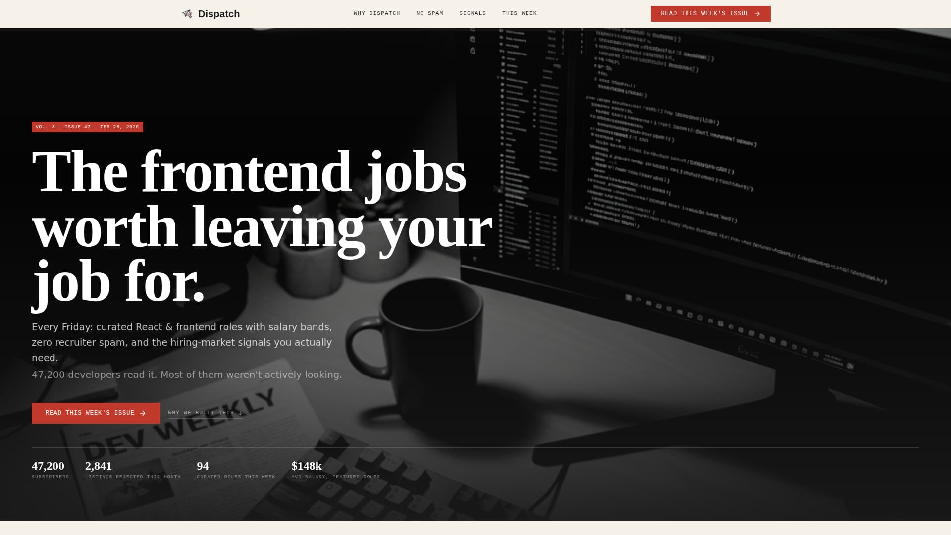 Dispatch - Bold Front End Landing Page Template
