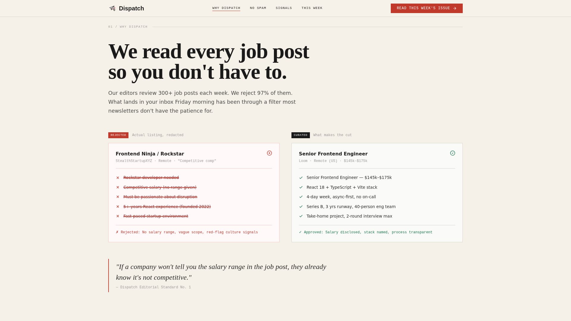 Dispatch - Bold Front End Landing Page Template