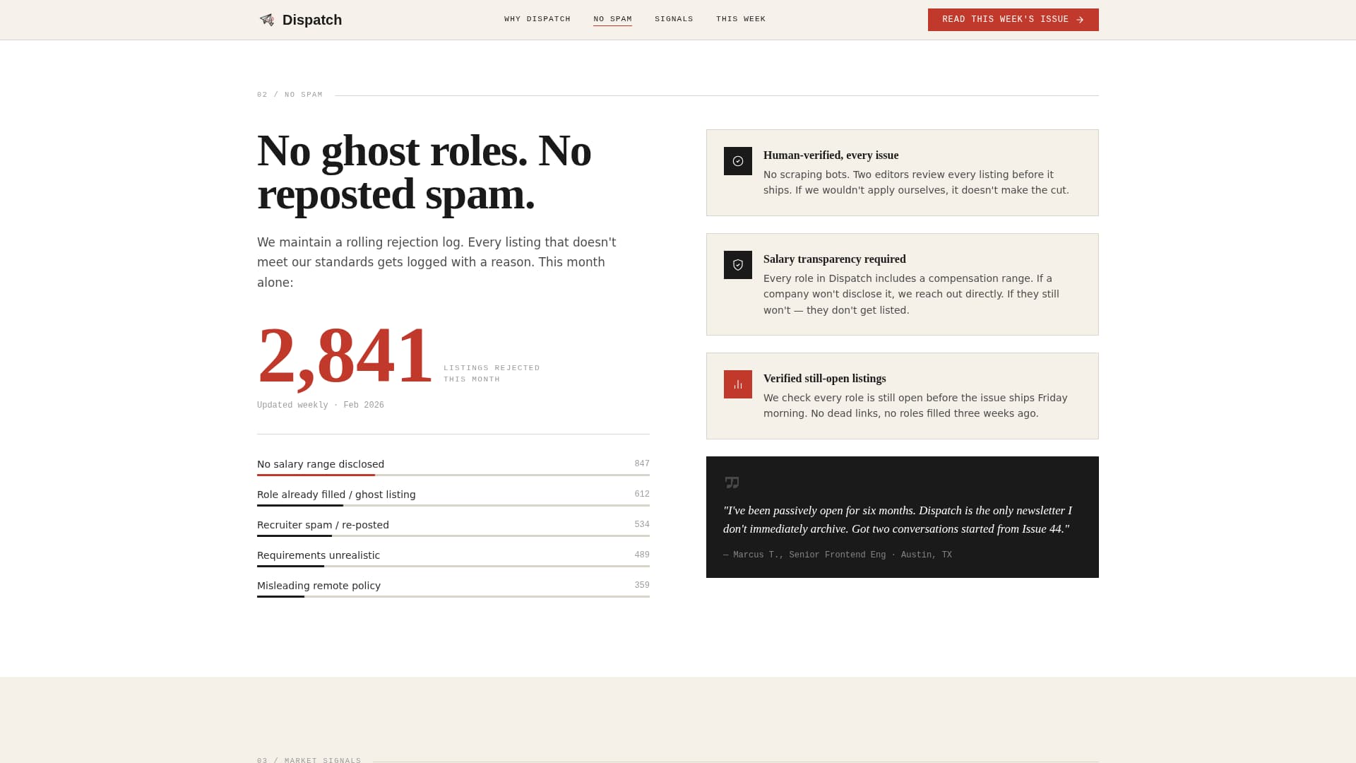 Dispatch - Bold Front End Landing Page Template
