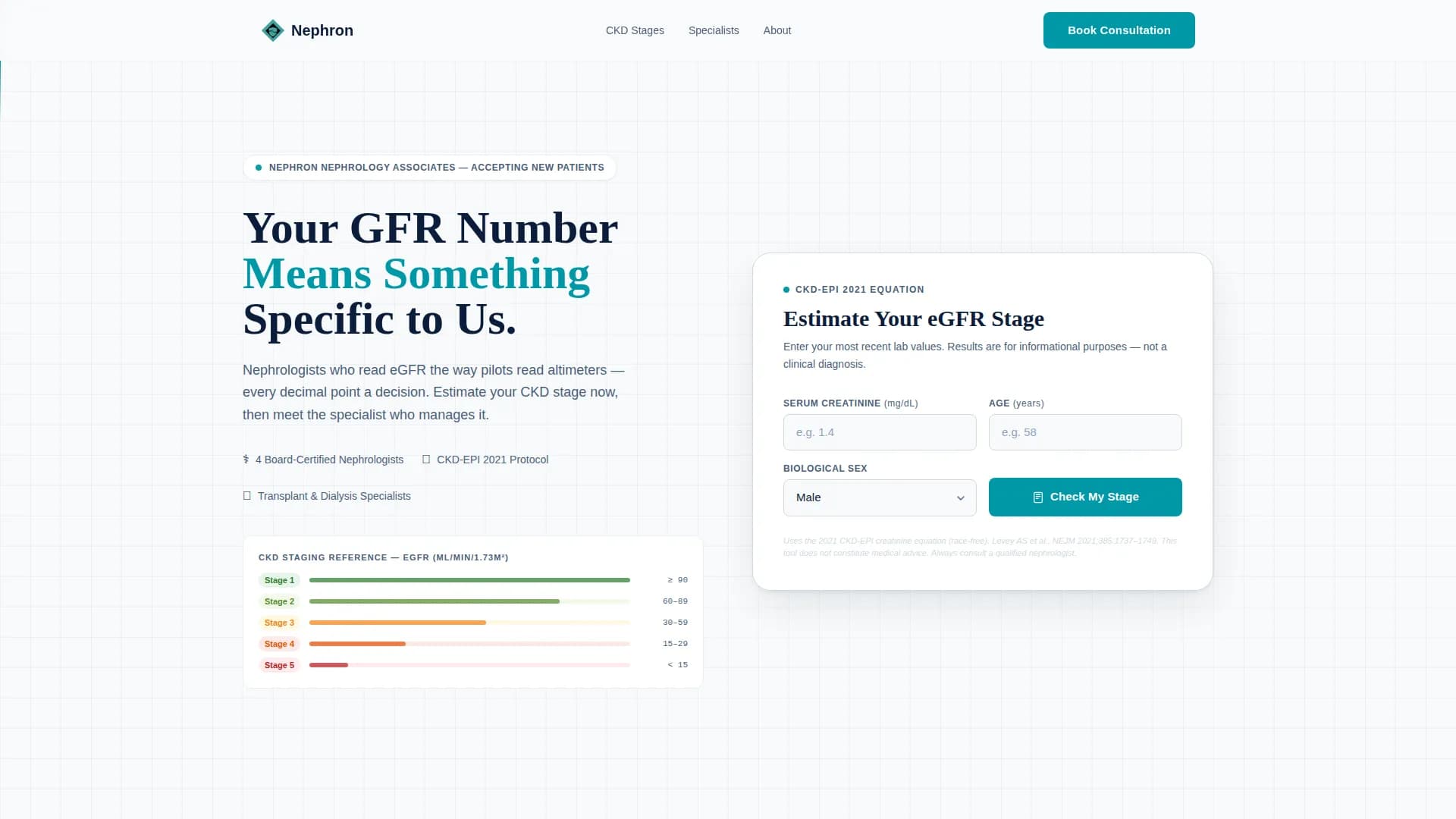 Kidney Disease Care Specialist Booking Website Template