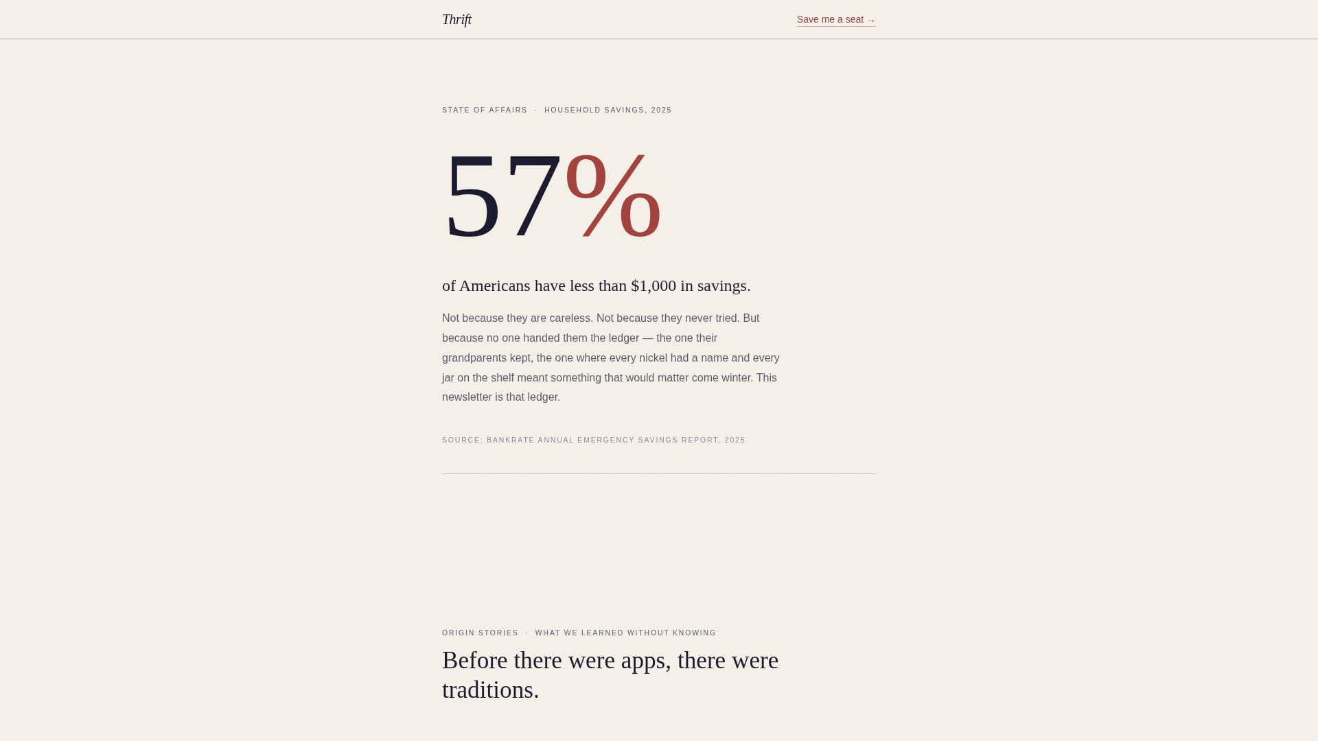 Thrift - Heritage Frugal Living Landing Page Template