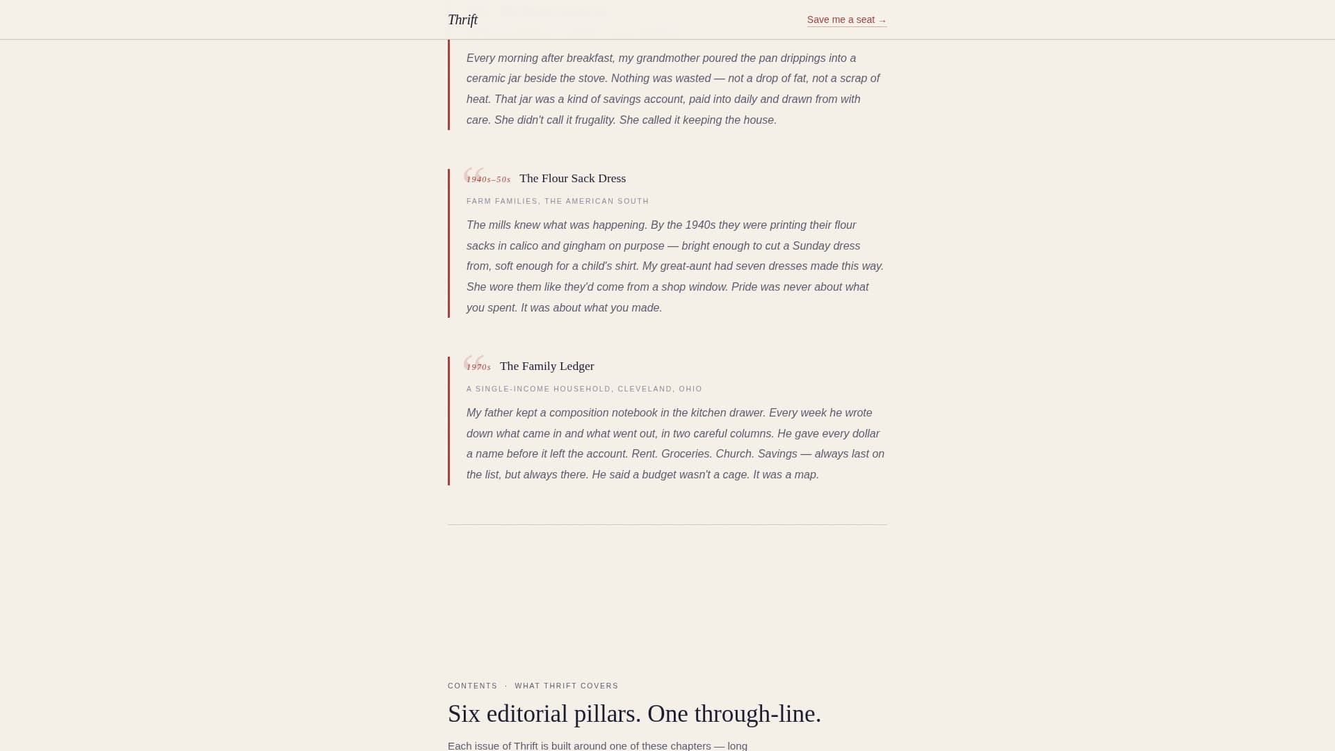 Thrift - Heritage Frugal Living Landing Page Template