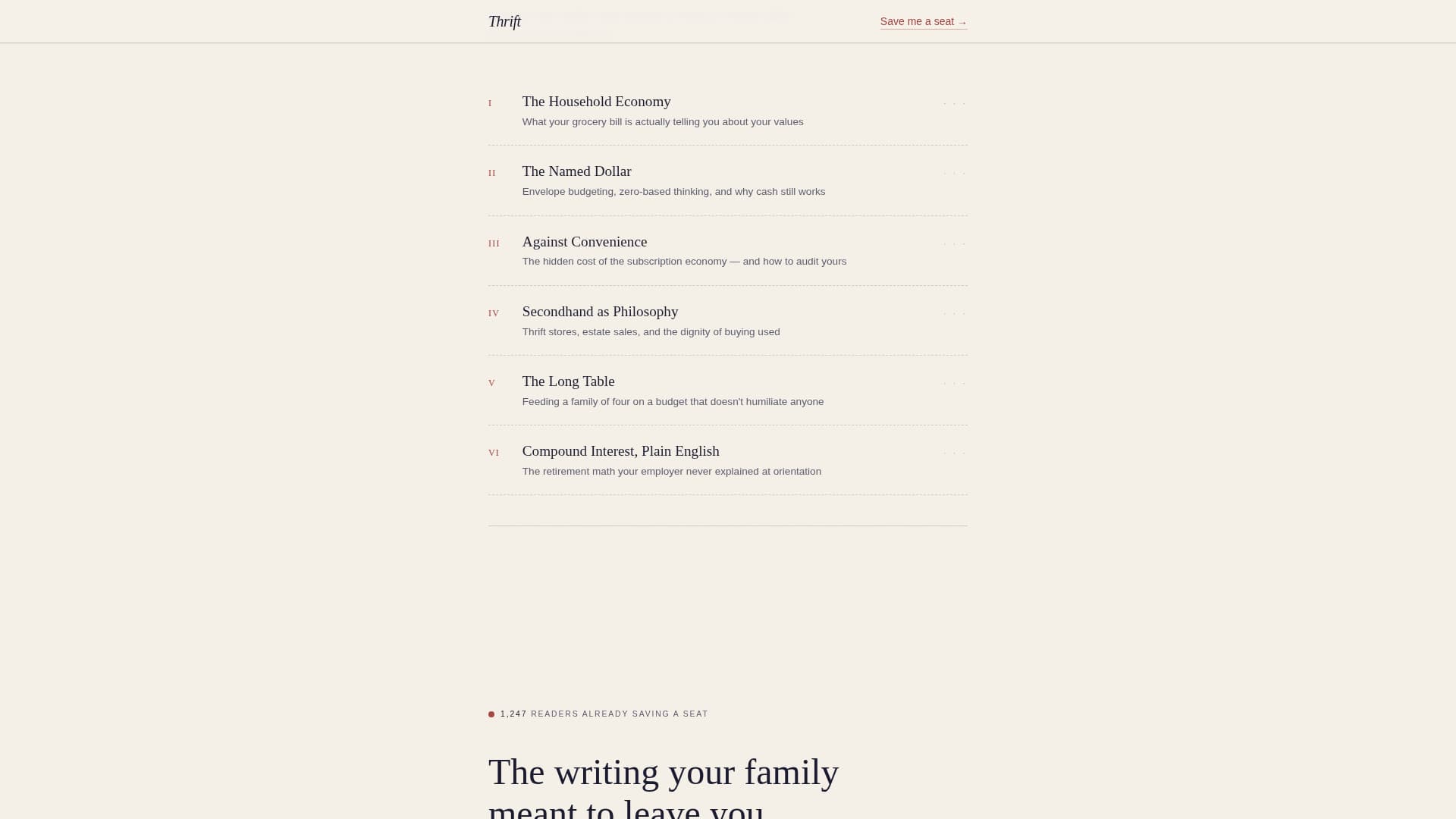 Thrift - Heritage Frugal Living Landing Page Template