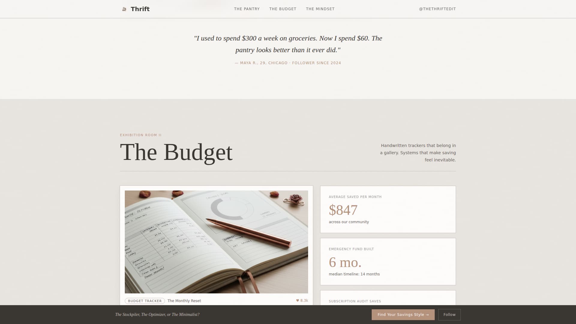 Thrift - Elegant Frugal Living Landing Page Template