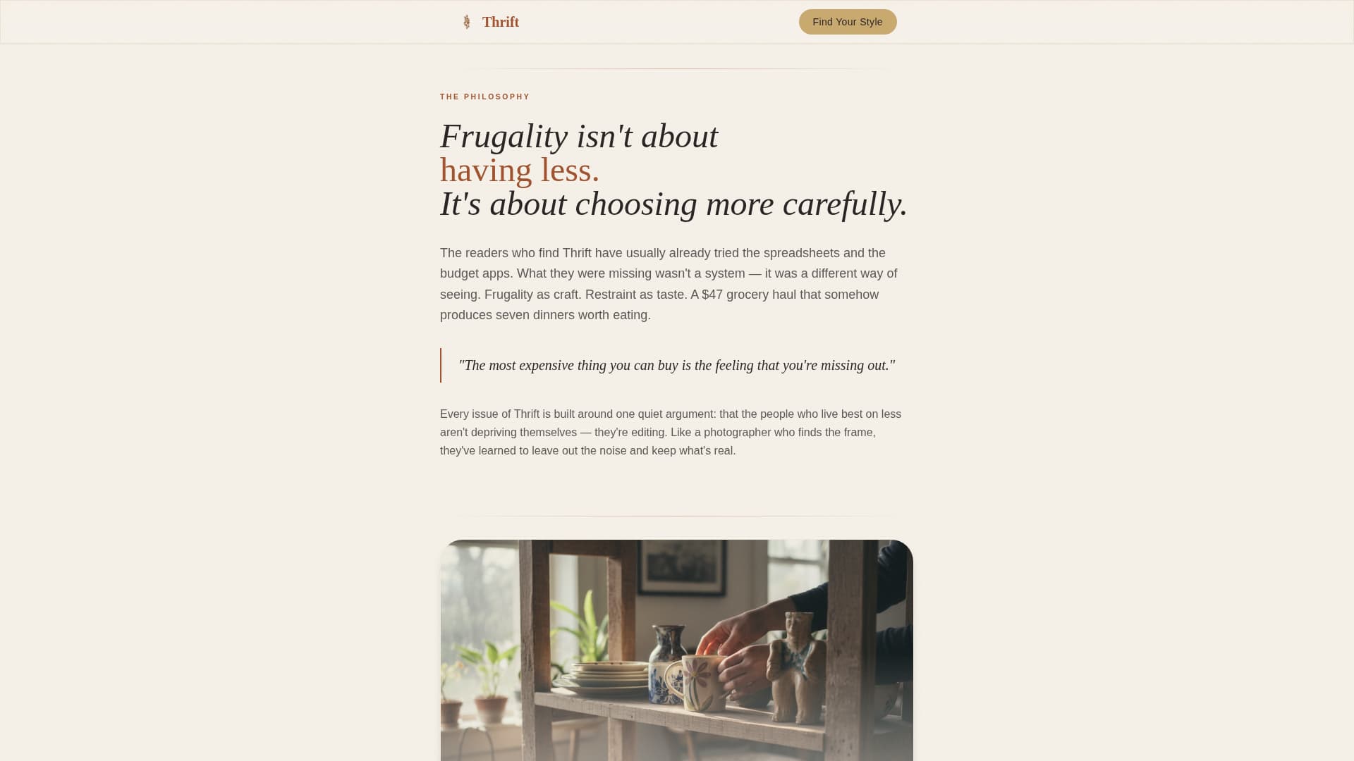Thrift - Intentional Frugal Living Landing Page Template