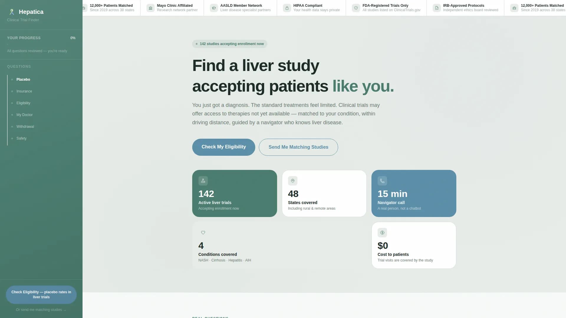 Hepatica - Clinical Trials Landing Page Template