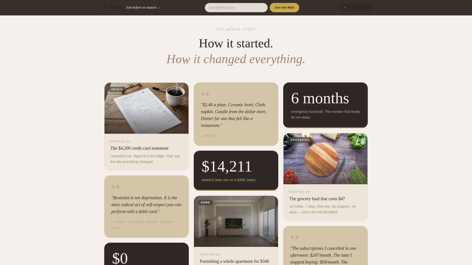 Thrift — Smart Budget-Conscious Living Landing Page Template